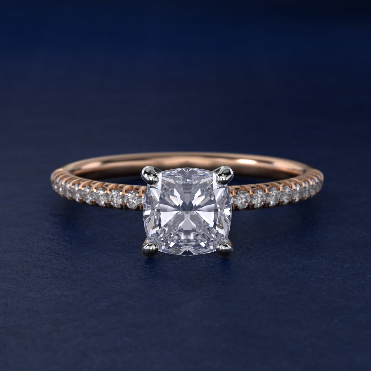 Petite Pav? Diamond Engagement Ring In 18k Rose Gold By James Allen - Cushion Center