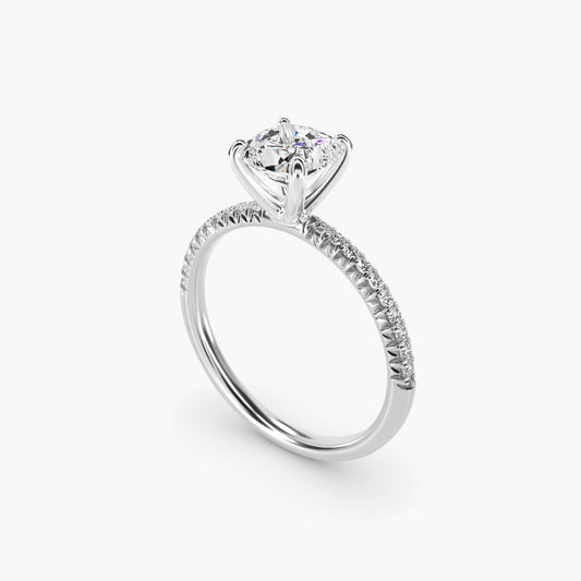 Petite PavŽ Diamond Engagement Ring In 14K White Gold By James Allen - Cushion Center