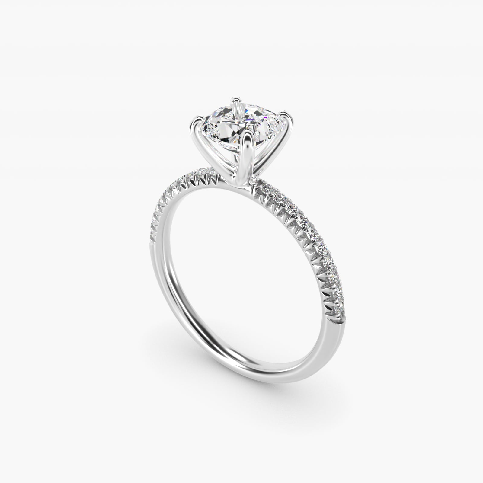 Petite Pav? Diamond Engagement Ring In 18k White Gold By James Allen - Cushion Center