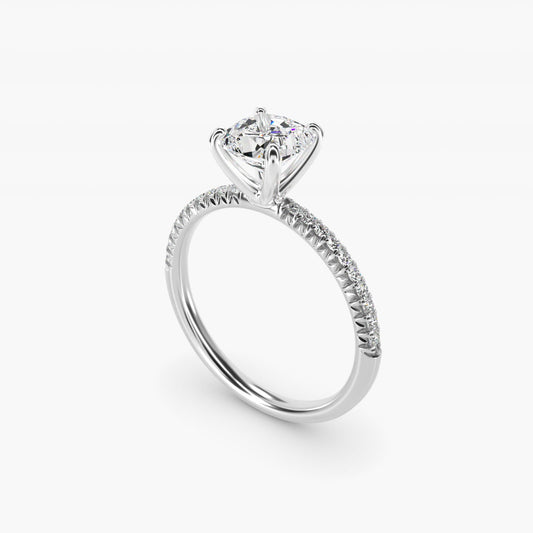 Petite Pav? Diamond Engagement Ring In 18k White Gold By James Allen - Cushion Center
