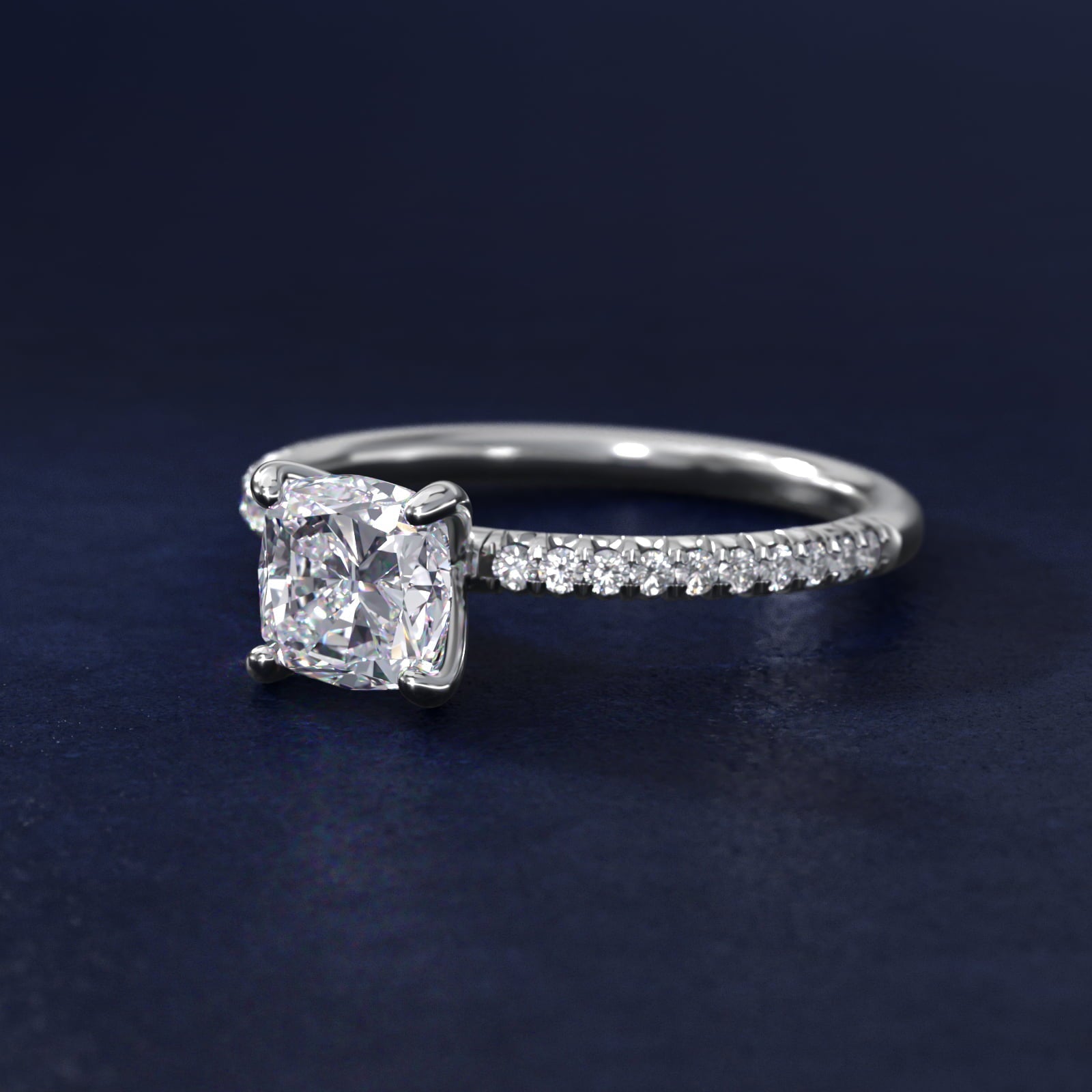 Petite Pav? Diamond Engagement Ring In 18k White Gold By James Allen - Cushion Center