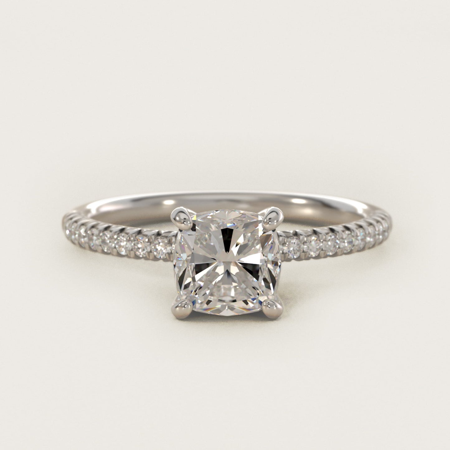 Petite PavŽ Diamond Engagement Ring In 14K White Gold By James Allen - Cushion Center