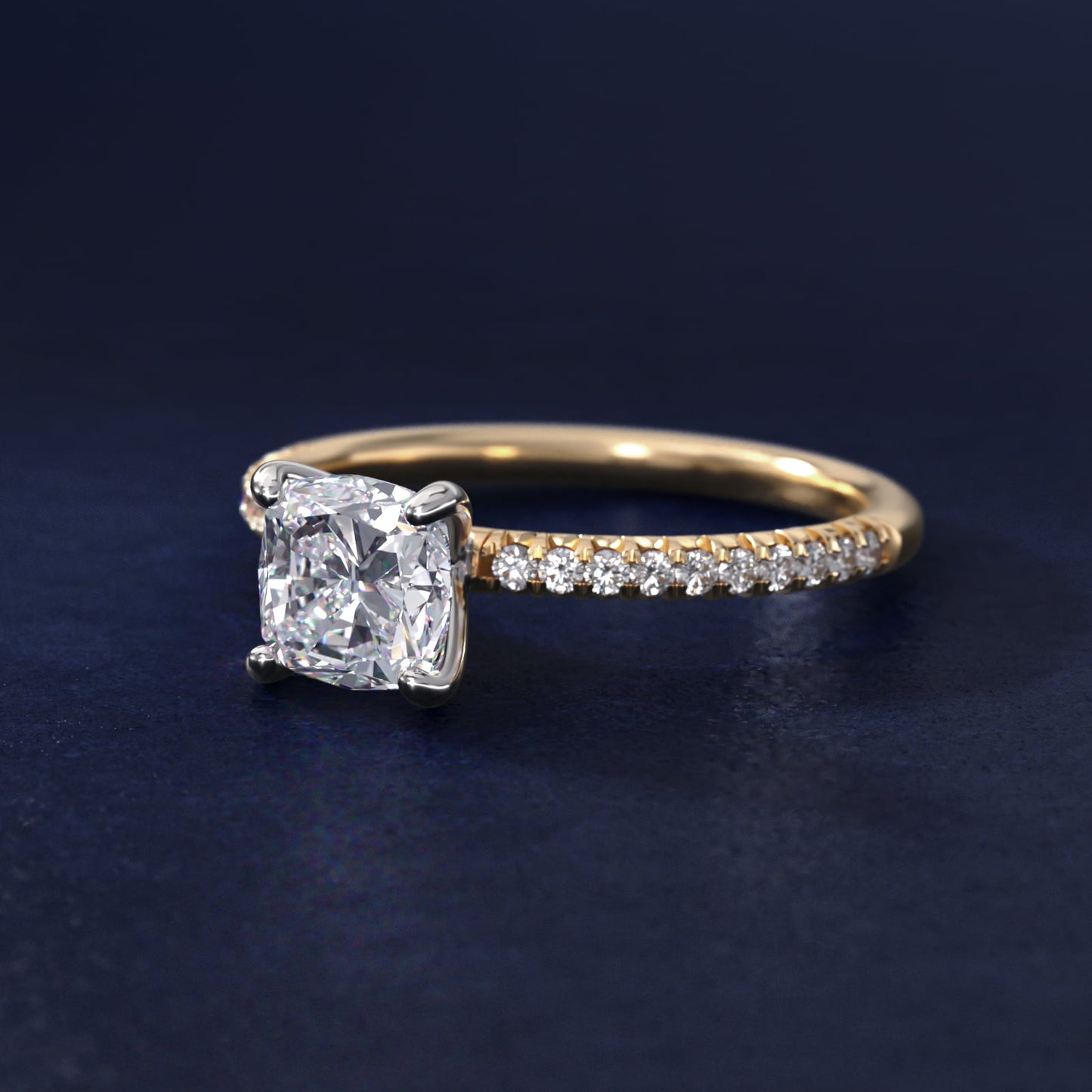 Petite PavŽ Diamond Engagement Ring In 14K Yellow Gold By James Allen - Cushion Center
