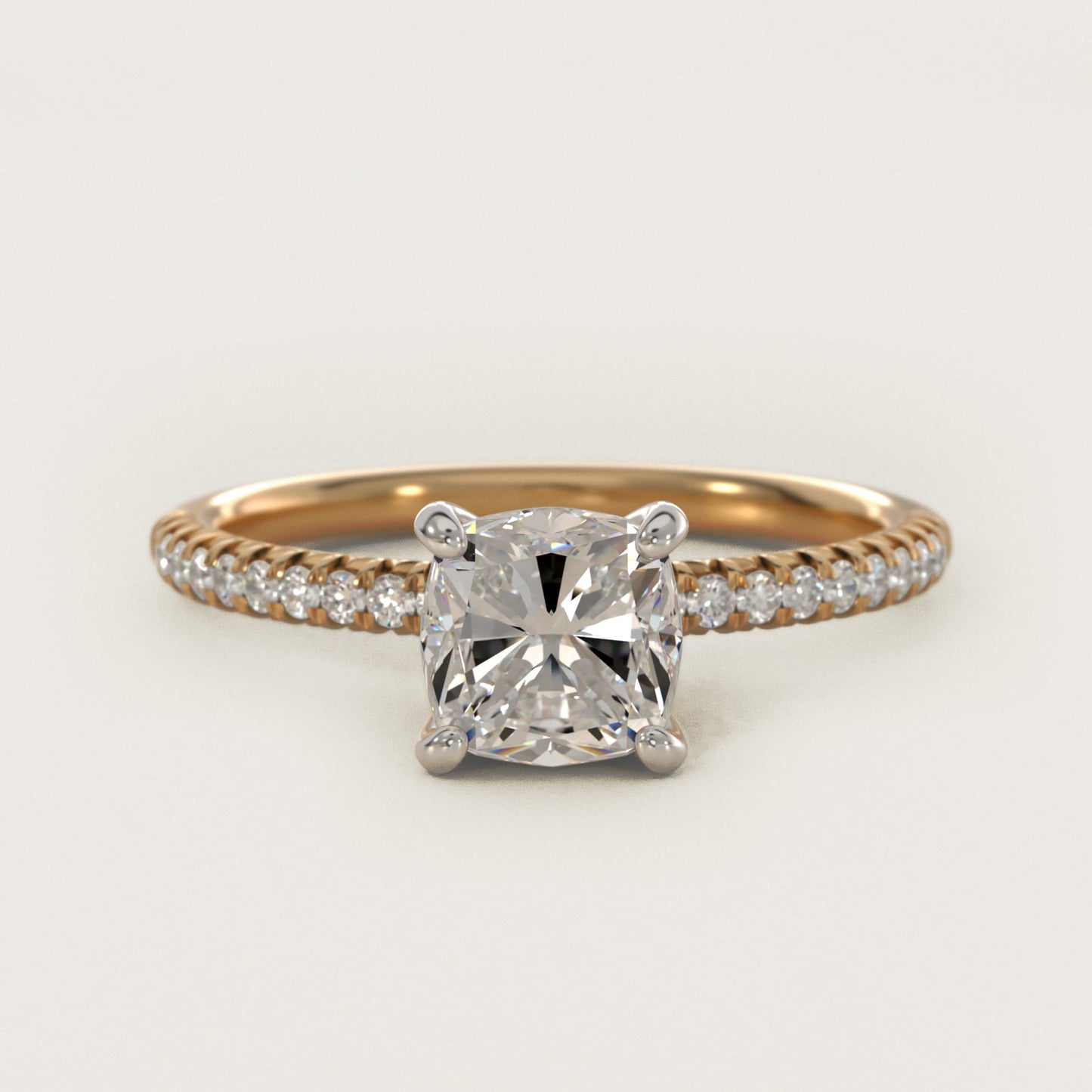 Petite PavŽ Diamond Engagement Ring In 14K Yellow Gold By James Allen - Cushion Center