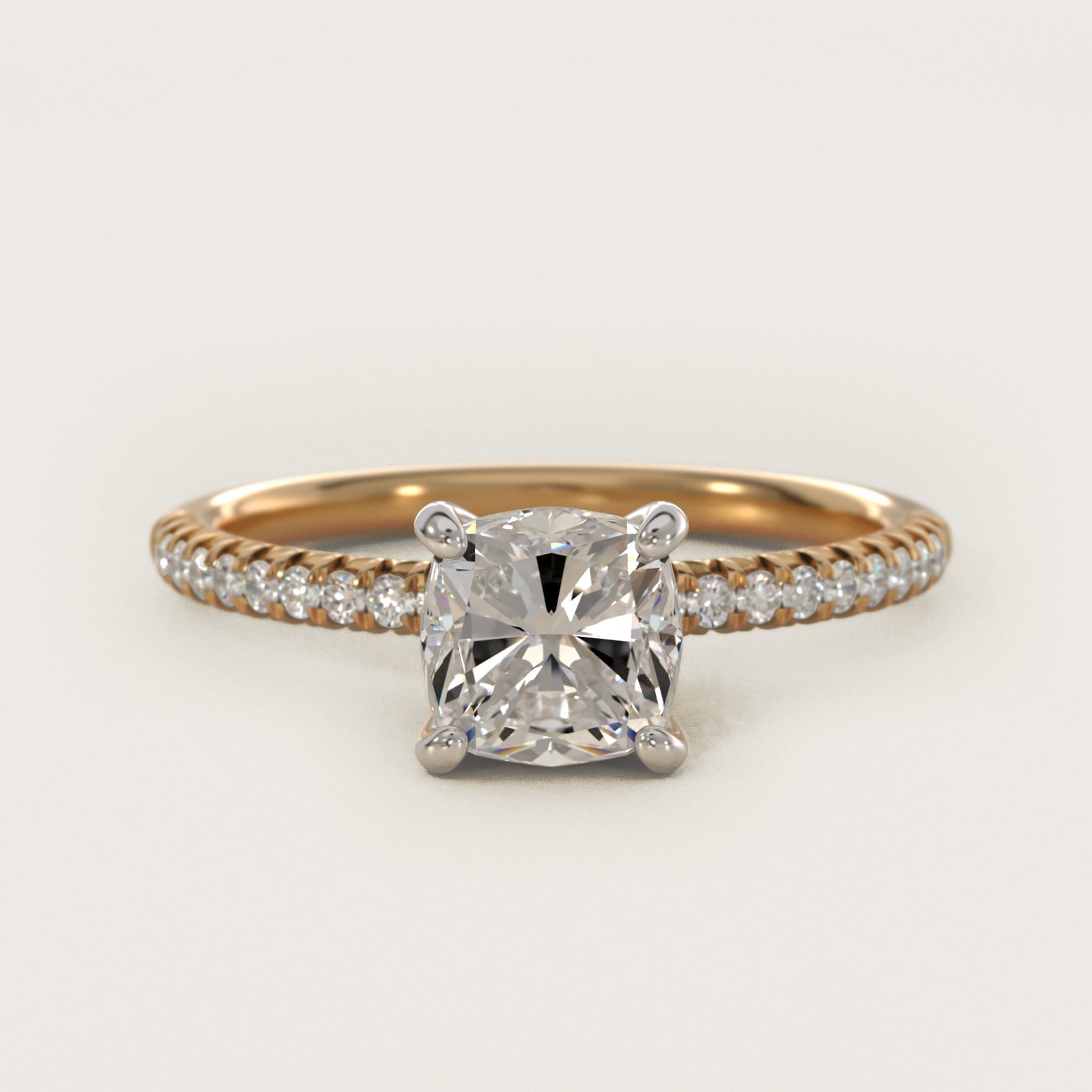 Petite Pav? Diamond Engagement Ring In 18k Yellow Gold By James Allen - Cushion Center
