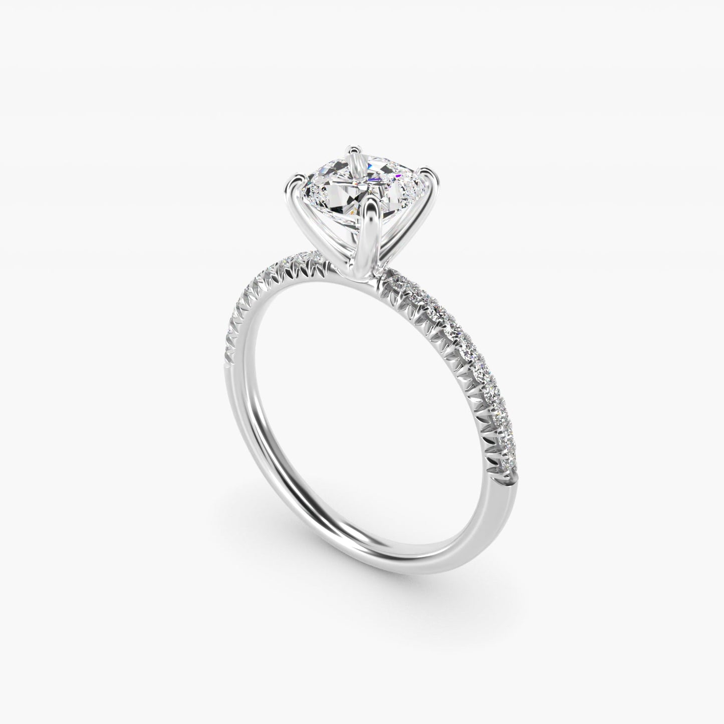 Petite Pav? Diamond Engagement Ring In Platinum By James Allen - Cushion Center