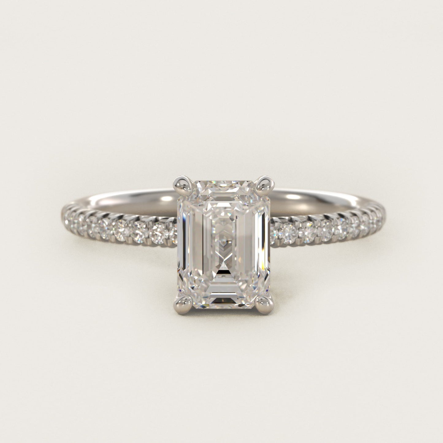 Petite PavŽ Diamond Engagement Ring In 14K White Gold By James Allen - Emerald Center