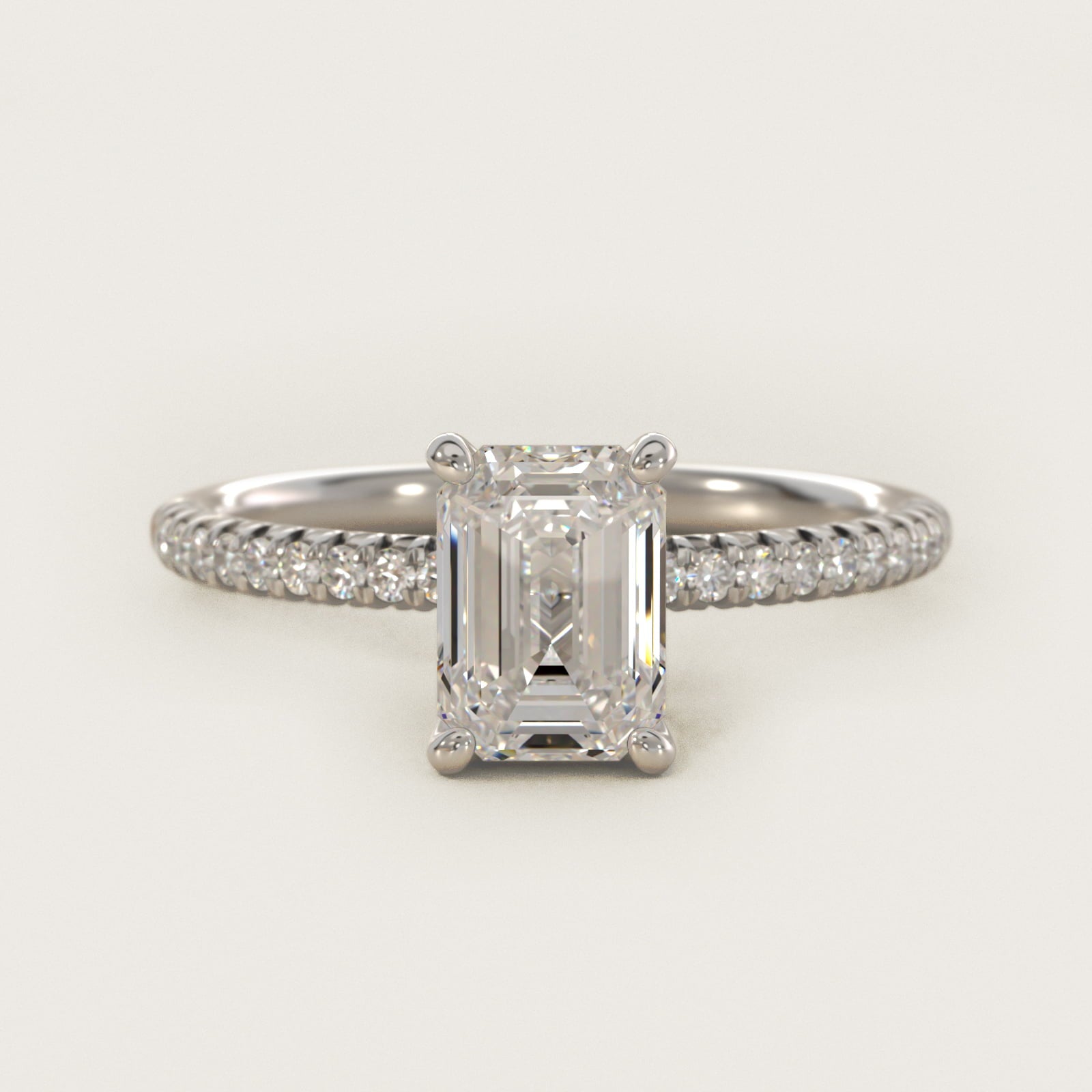 Petite PavŽ Diamond Engagement Ring In 14K White Gold By James Allen - Emerald Center