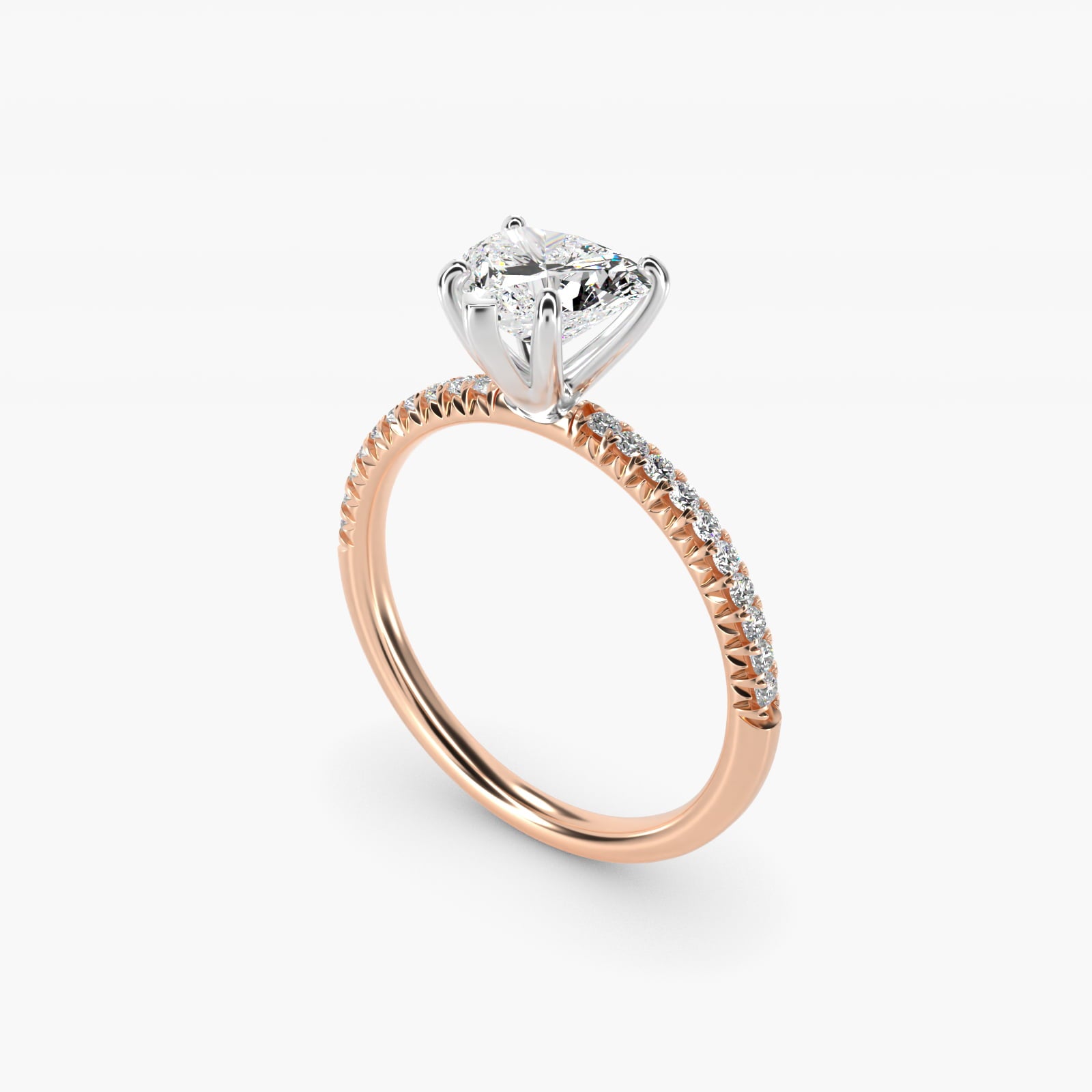 Petite PavŽ Diamond Engagement Ring In 14K Rose Gold By James Allen - Heart Center