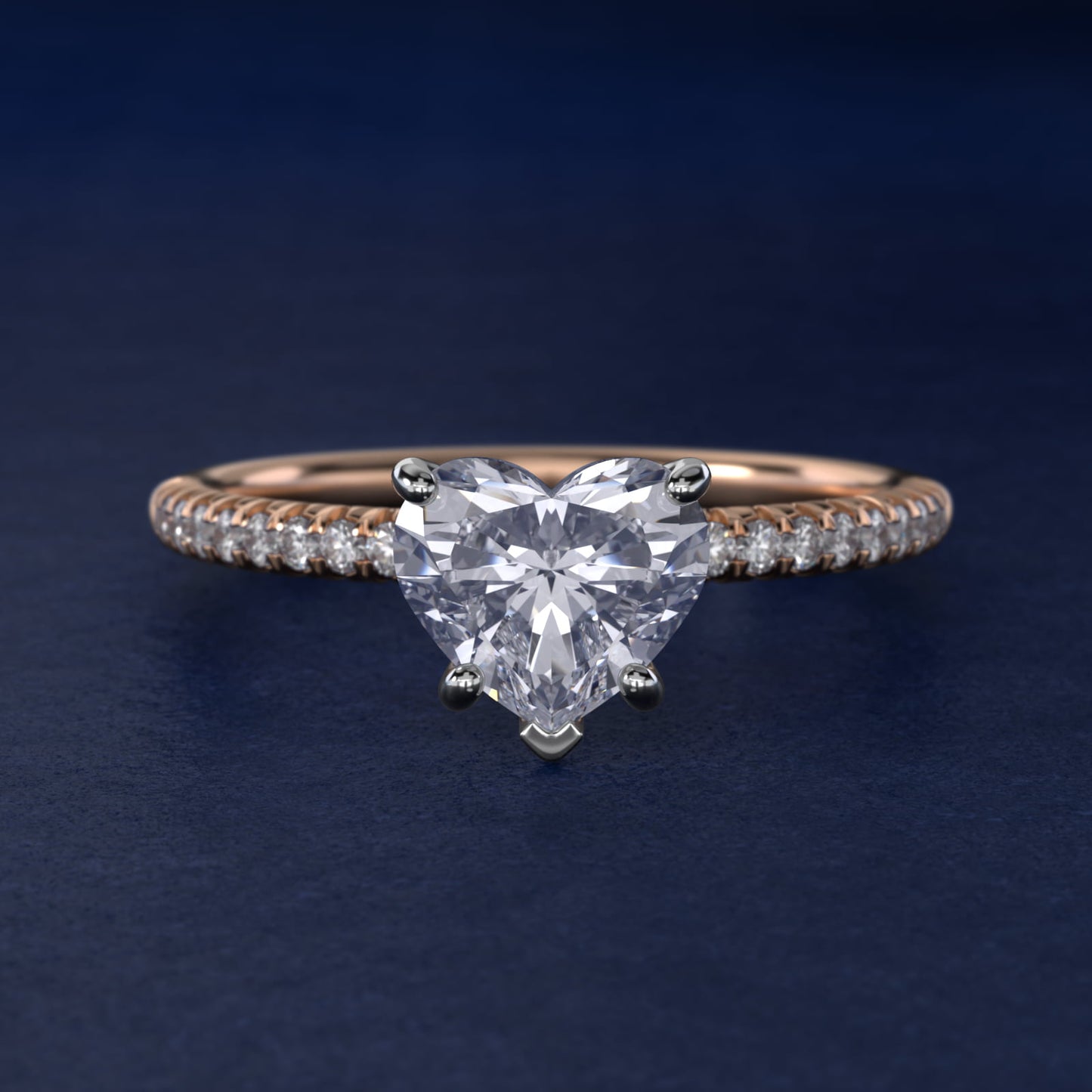 Petite PavŽ Diamond Engagement Ring In 14K Rose Gold By James Allen - Heart Center
