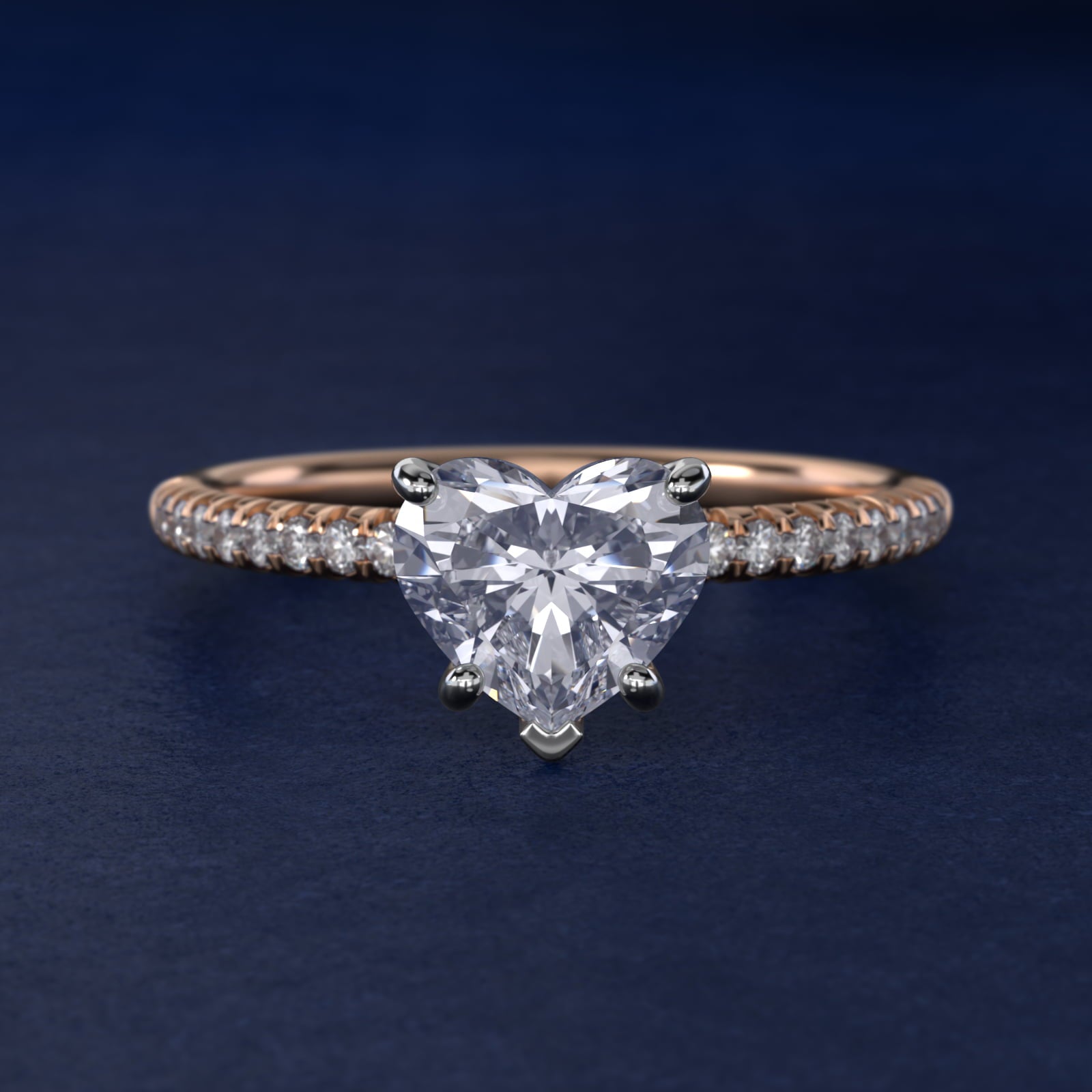 Petite PavŽ Diamond Engagement Ring In 14K Rose Gold By James Allen - Heart Center