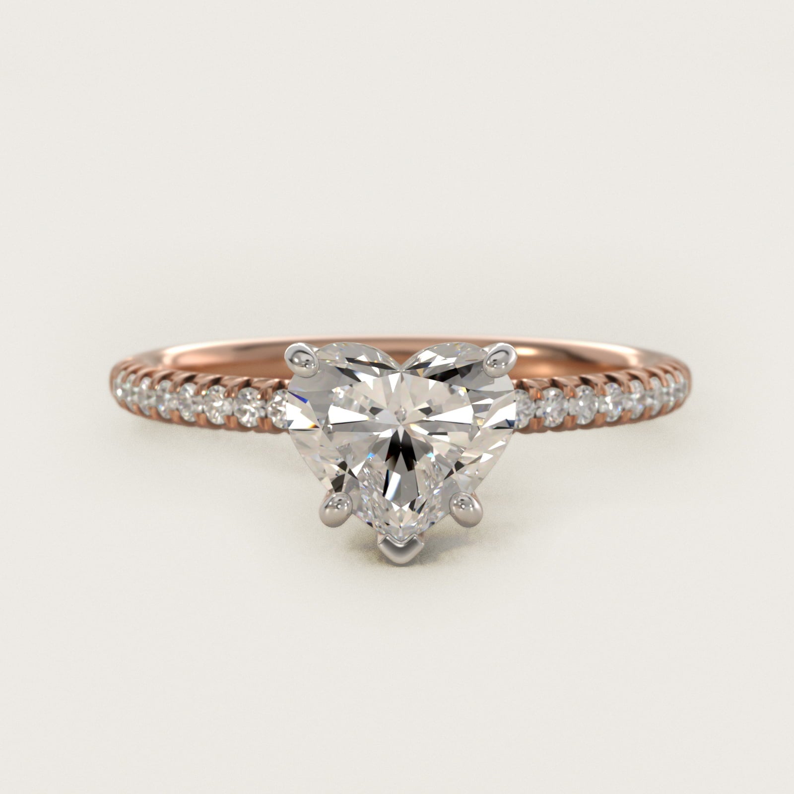 Petite PavŽ Diamond Engagement Ring In 14K Rose Gold By James Allen - Heart Center