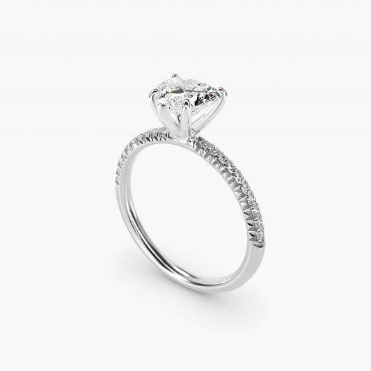 Petite PavŽ Diamond Engagement Ring In 14K White Gold By James Allen - Heart Center