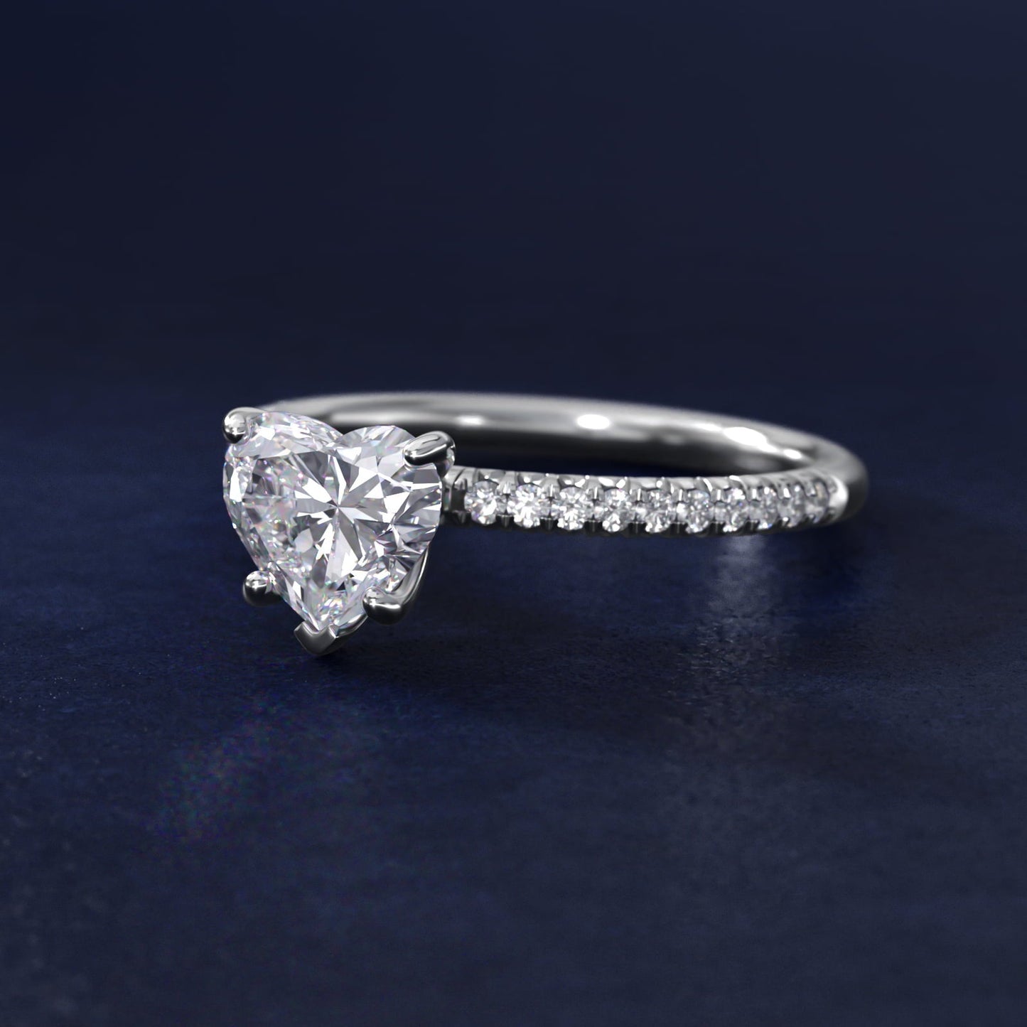 Petite Pav? Diamond Engagement Ring In 18k White Gold By James Allen - Heart Center