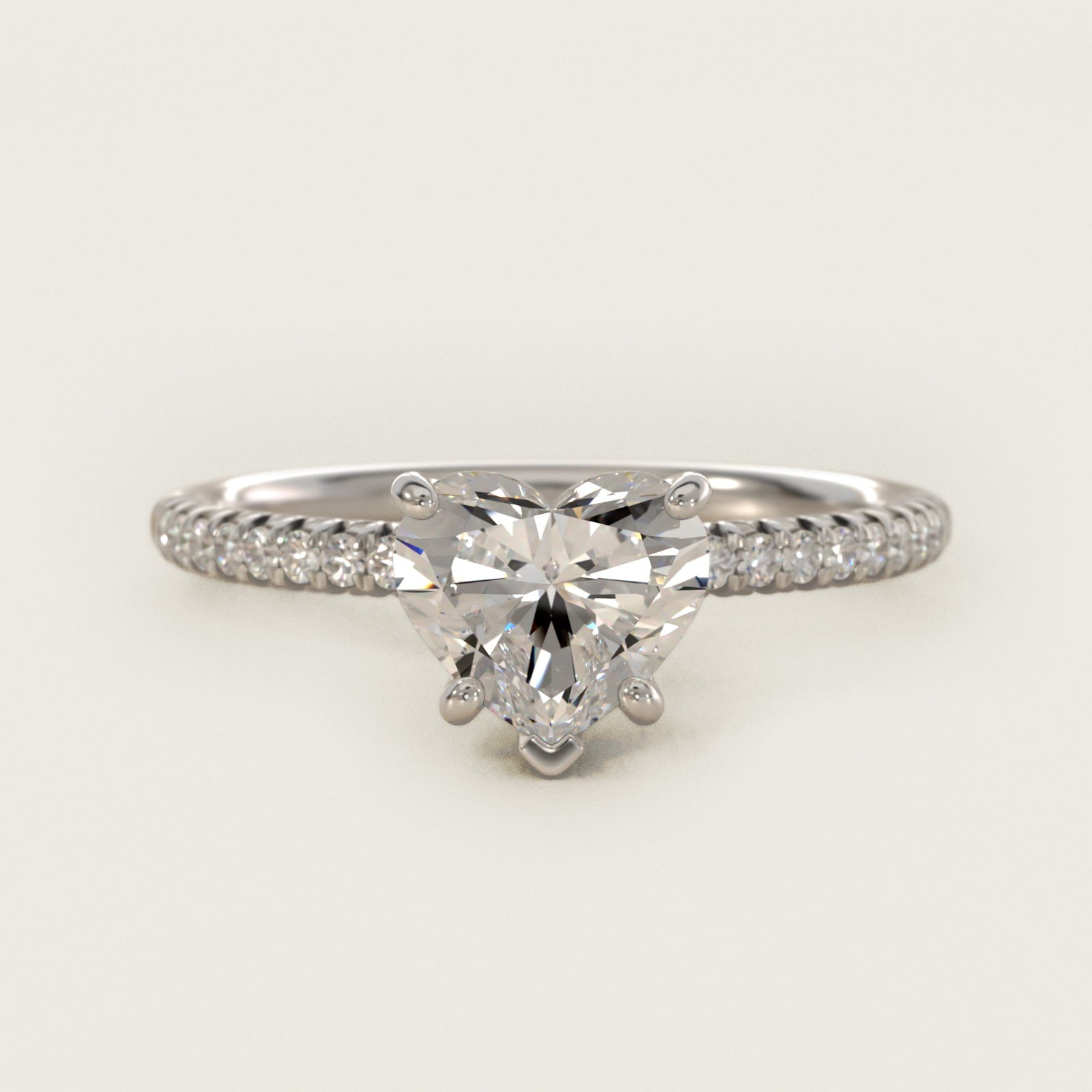 Petite PavŽ Diamond Engagement Ring In 14K White Gold By James Allen - Heart Center