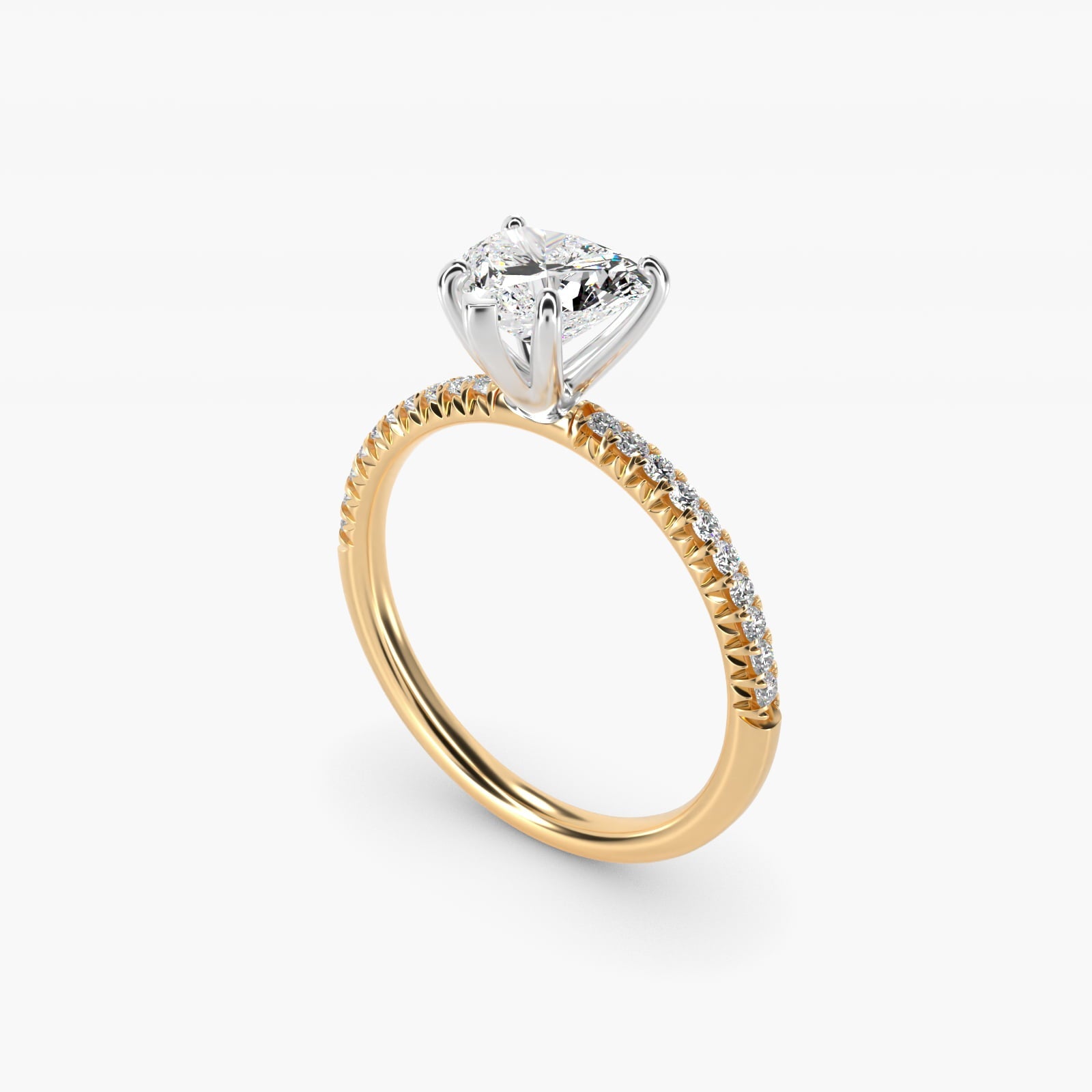 Petite Pav? Diamond Engagement Ring In 18k Yellow Gold By James Allen - Heart Center