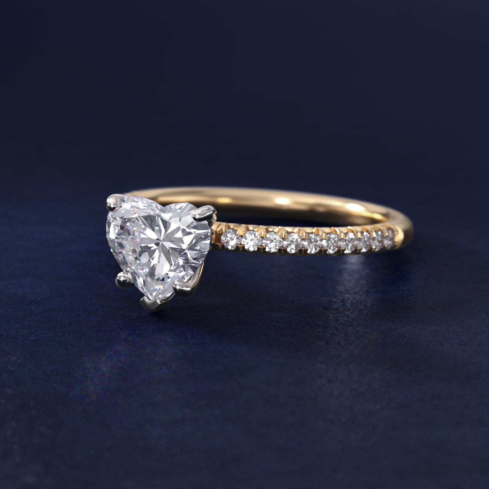 Petite Pav? Diamond Engagement Ring In 18k Yellow Gold By James Allen - Heart Center
