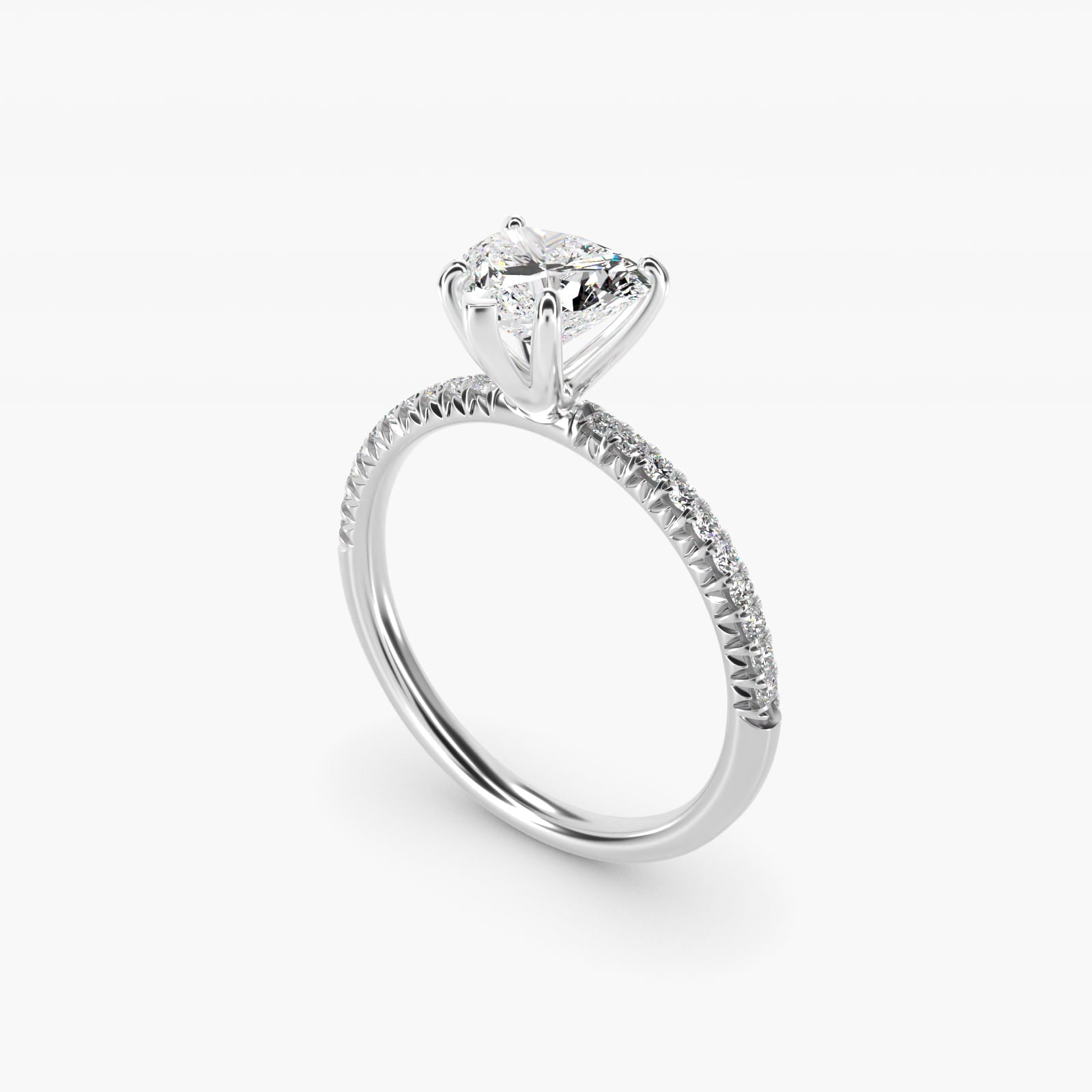 Petite Pav? Diamond Engagement Ring In Platinum By James Allen - Heart Center