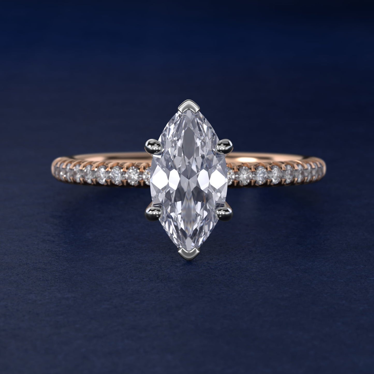 Petite Pav? Diamond Engagement Ring In 18k Rose Gold By James Allen - Marquise Center