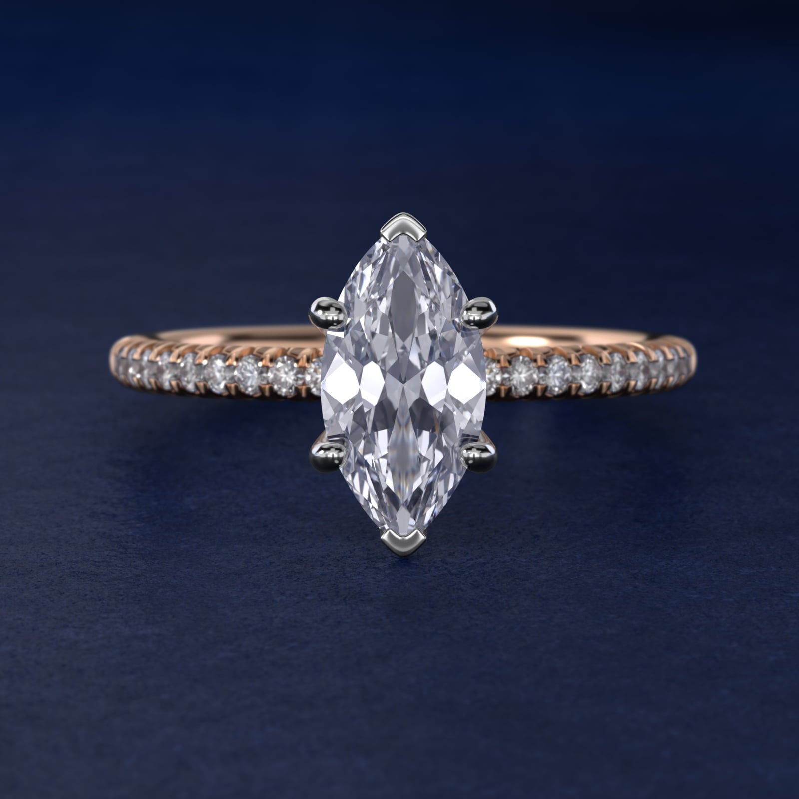 Petite Pav? Diamond Engagement Ring In 18k Rose Gold By James Allen - Marquise Center