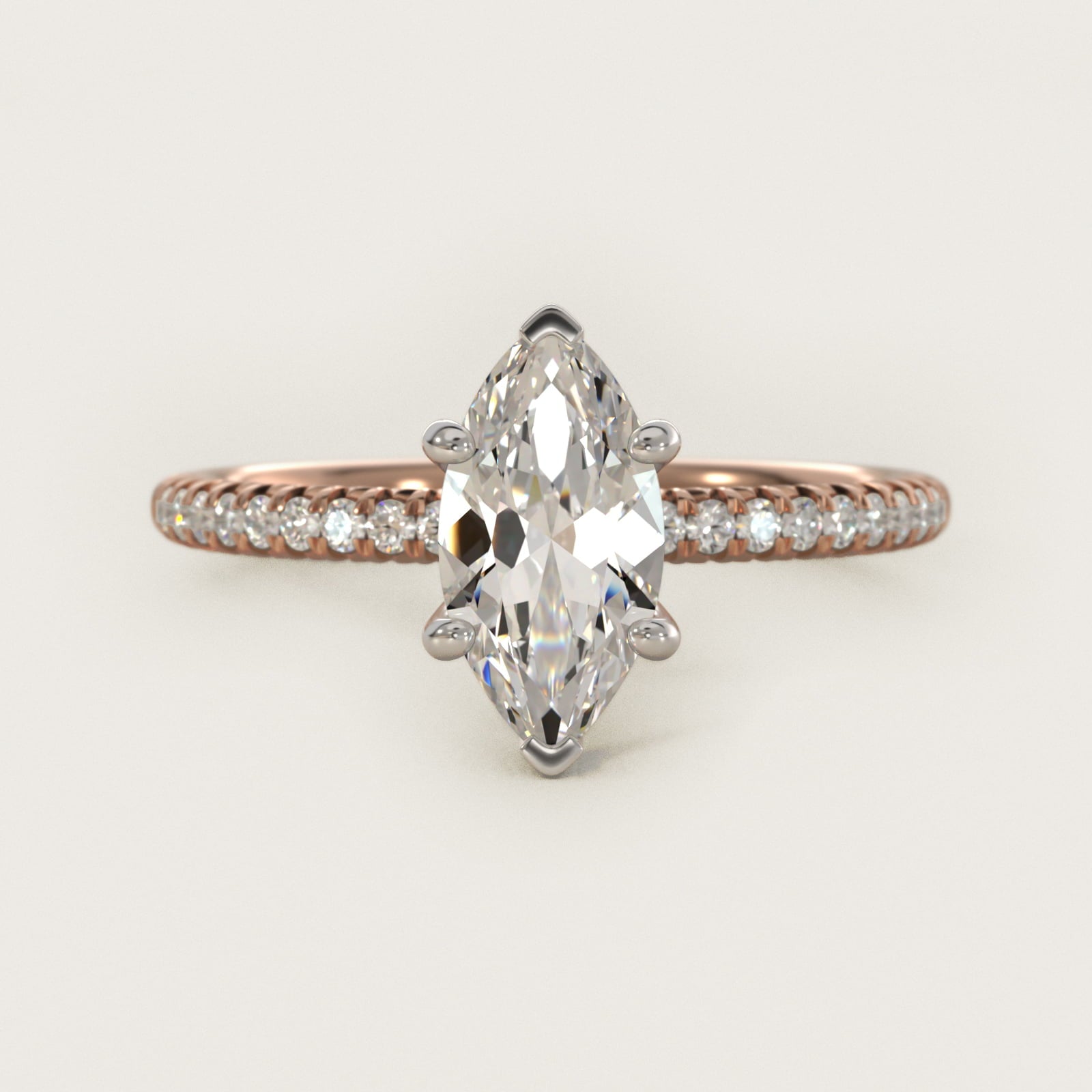 Petite PavŽ Diamond Engagement Ring In 14K Rose Gold By James Allen - Marquise Center