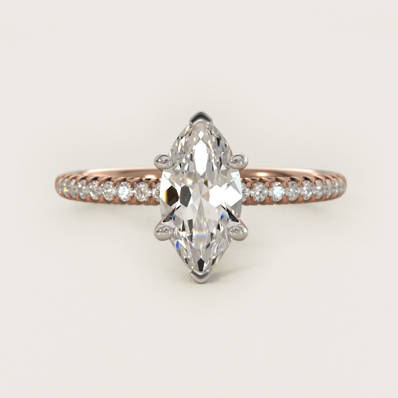 Petite Pav? Diamond Engagement Ring In 18k Rose Gold By James Allen - Marquise Center