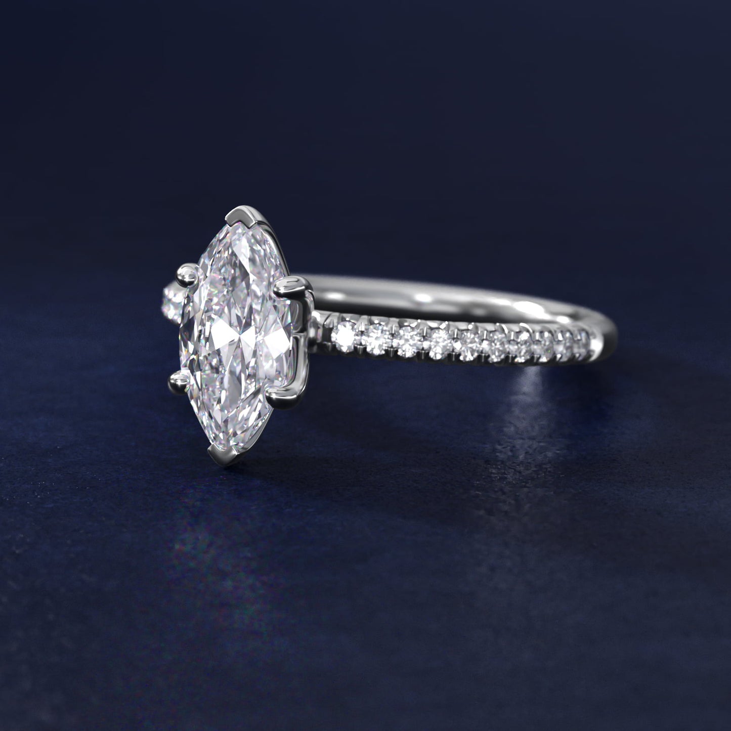 Petite PavŽ Diamond Engagement Ring In 14K White Gold By James Allen - Marquise Center