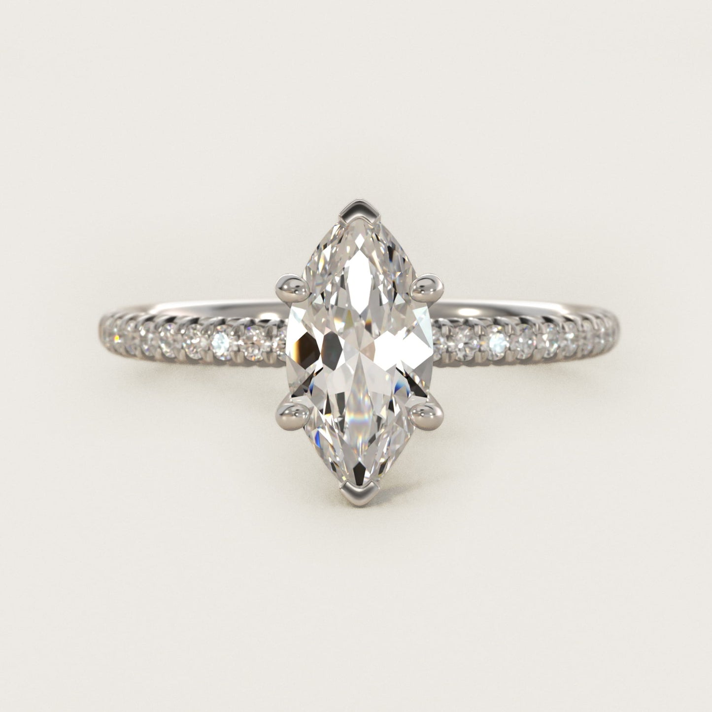 Petite PavŽ Diamond Engagement Ring In 14K White Gold By James Allen - Marquise Center