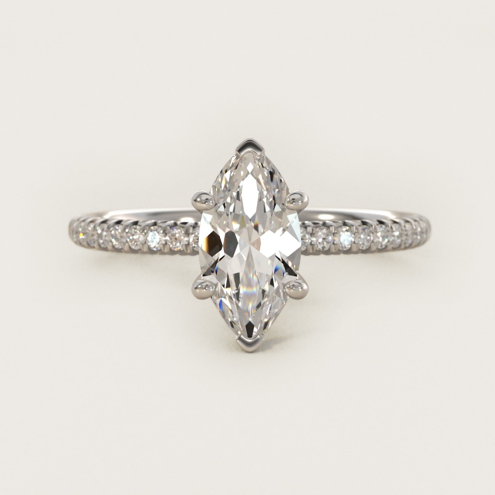 Petite Pav? Diamond Engagement Ring In 18k White Gold By James Allen - Marquise Center