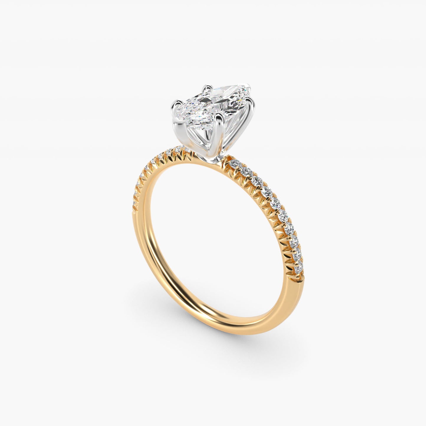 Petite PavŽ Diamond Engagement Ring In 14K Yellow Gold By James Allen - Marquise Center