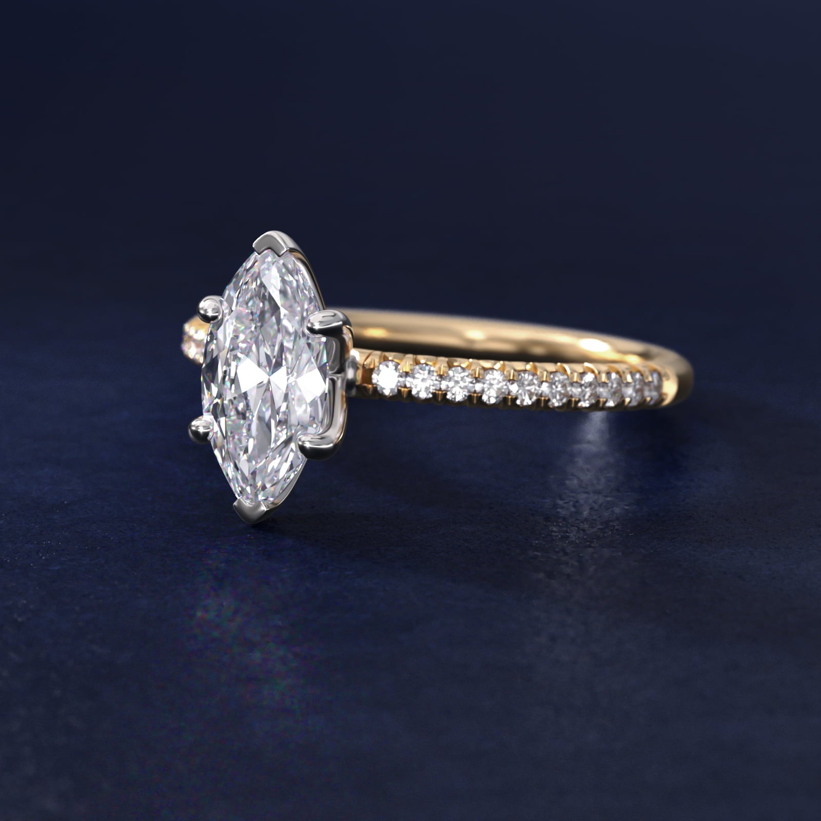 Petite PavŽ Diamond Engagement Ring In 14K Yellow Gold By James Allen - Marquise Center