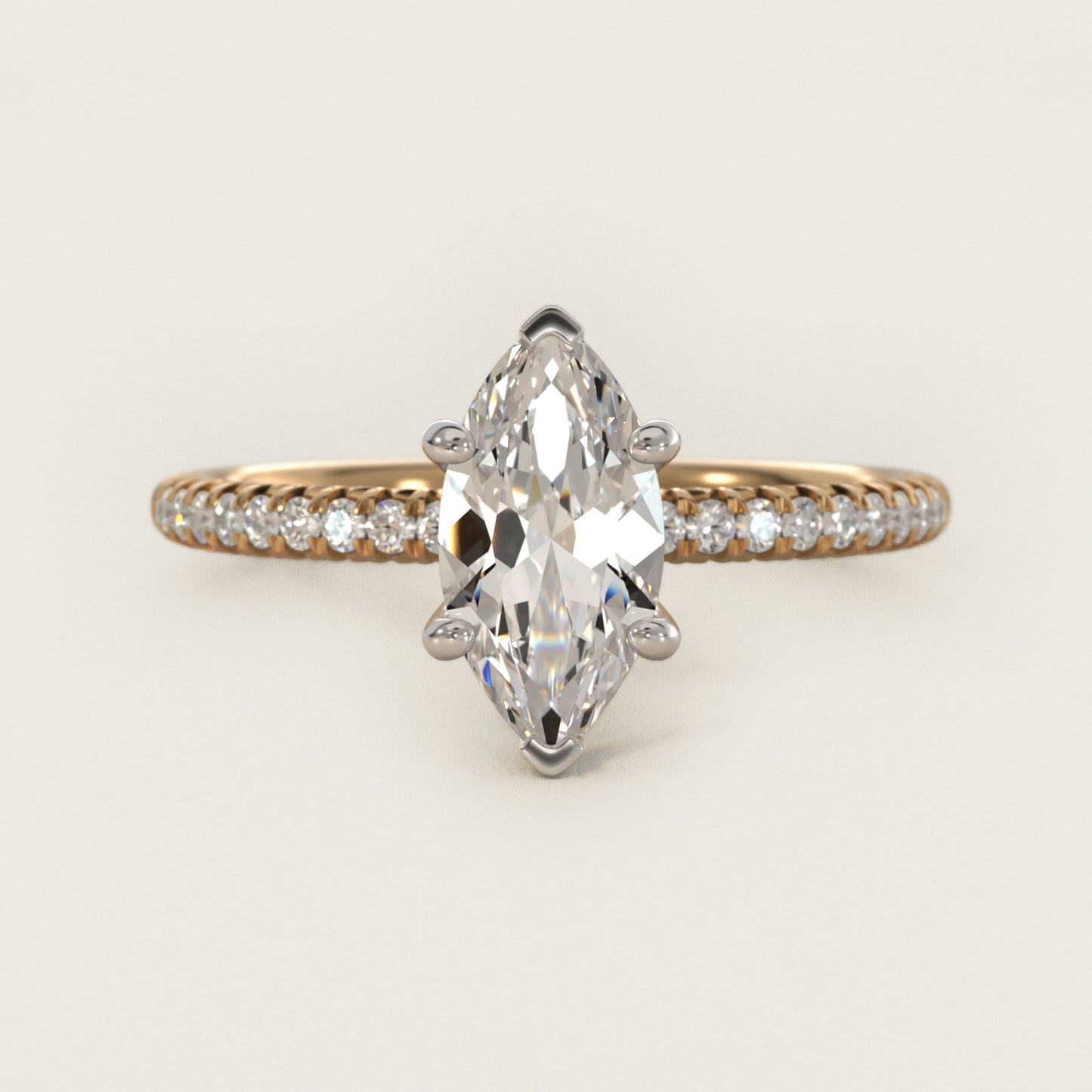Petite PavŽ Diamond Engagement Ring In 14K Yellow Gold By James Allen - Marquise Center