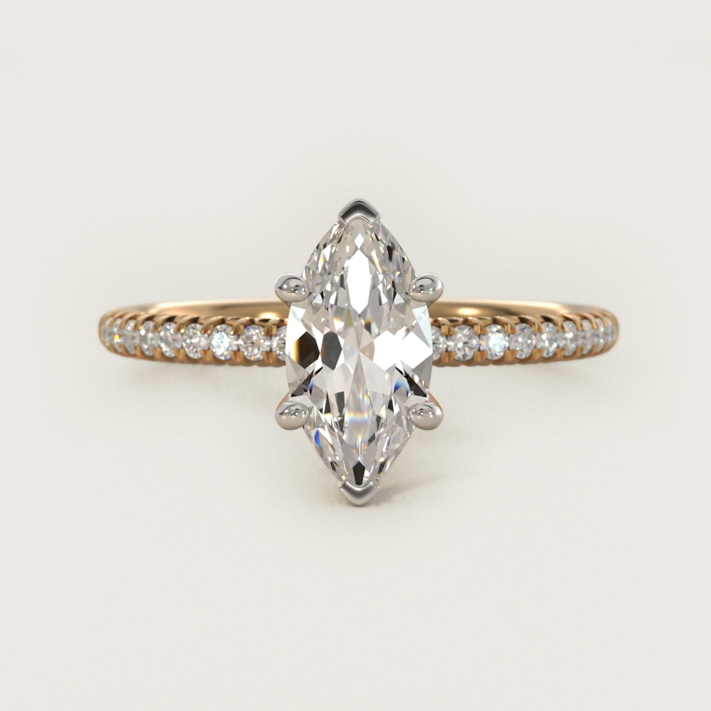 Petite Pav? Diamond Engagement Ring In 18k Yellow Gold By James Allen - Marquise Center