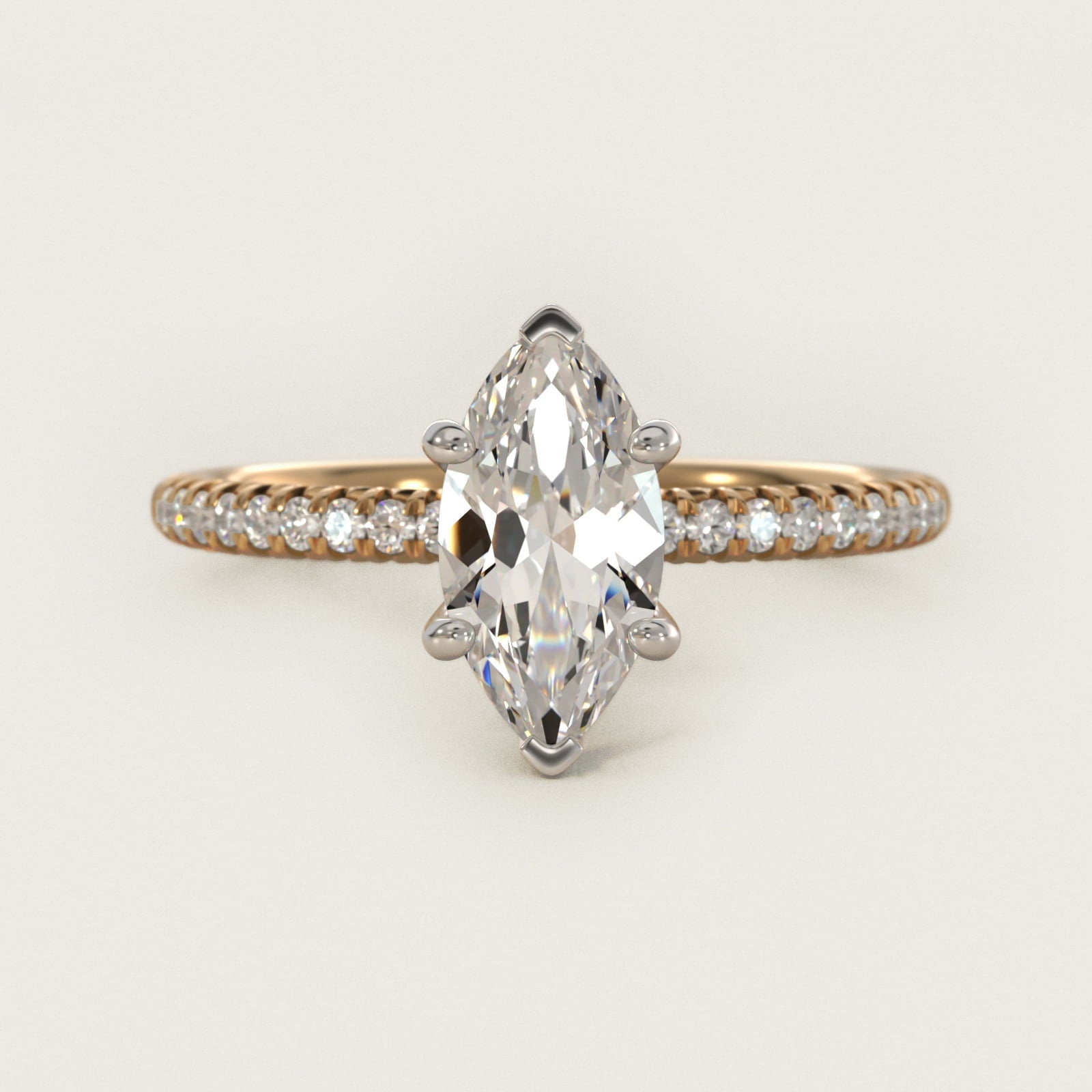 Petite Pav? Diamond Engagement Ring In 18k Yellow Gold By James Allen - Marquise Center