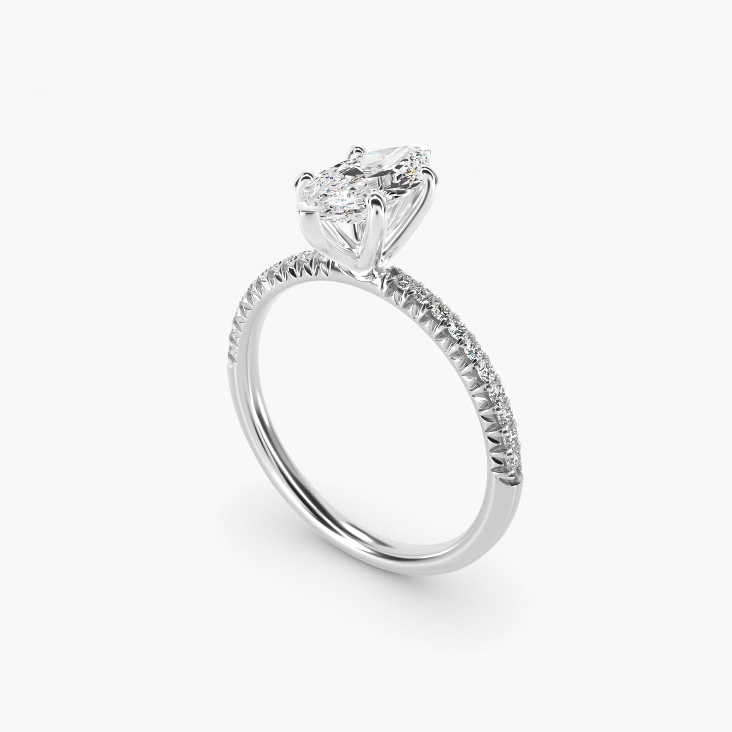 Petite Pav? Diamond Engagement Ring In Platinum By James Allen - Marquise Center