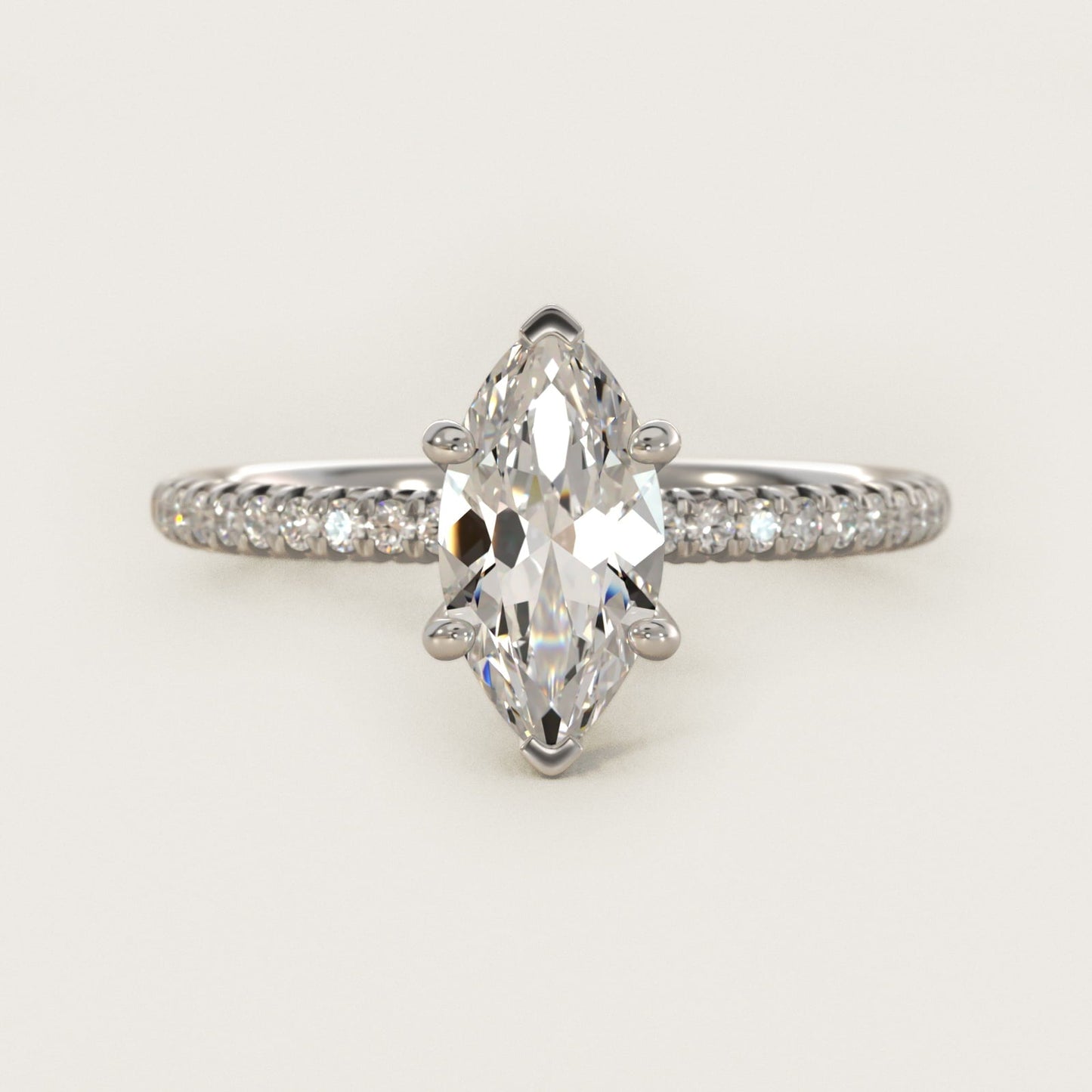 Petite Pav? Diamond Engagement Ring In Platinum By James Allen - Marquise Center