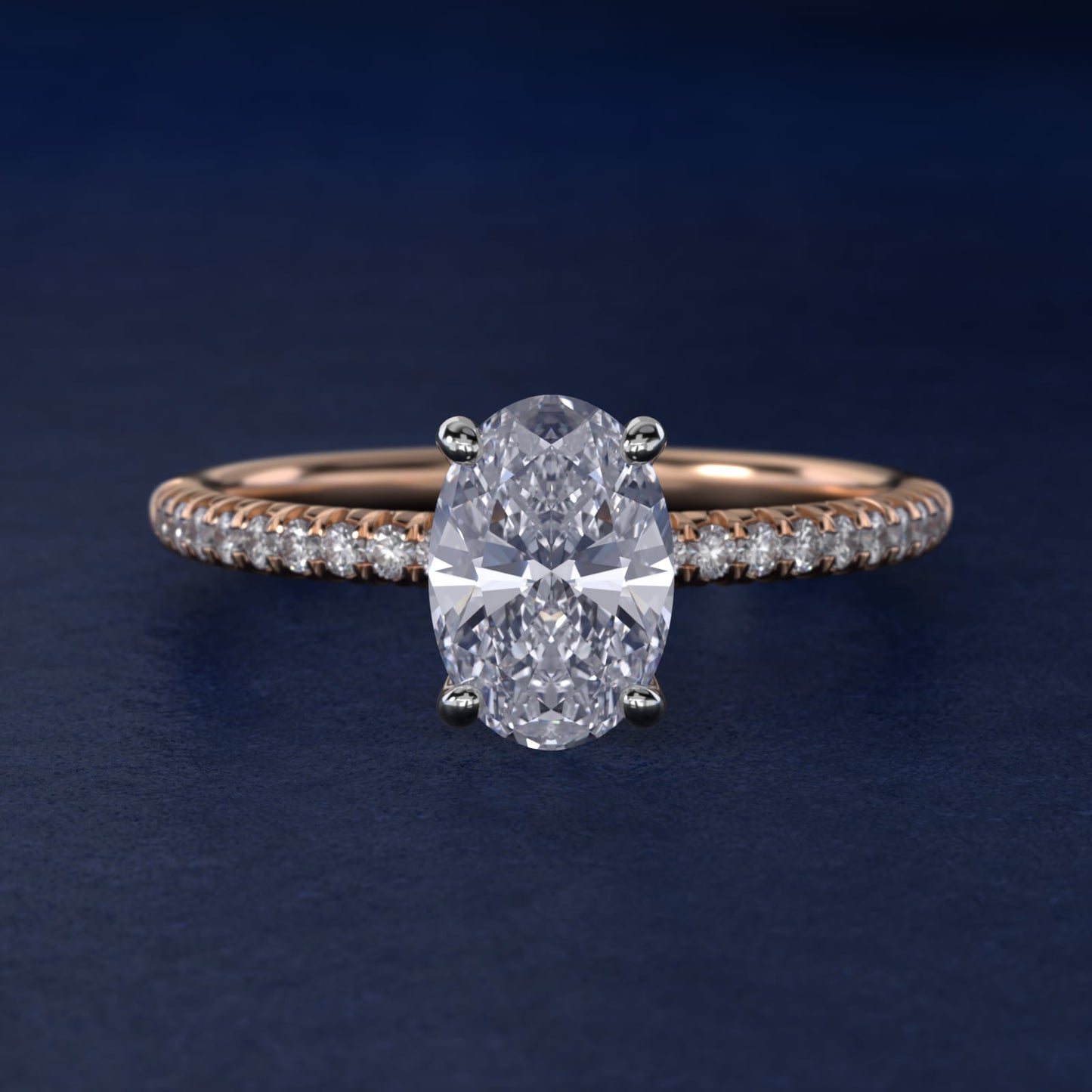 Petite PavŽ Diamond Engagement Ring In 14K Rose Gold By James Allen - Oval Center