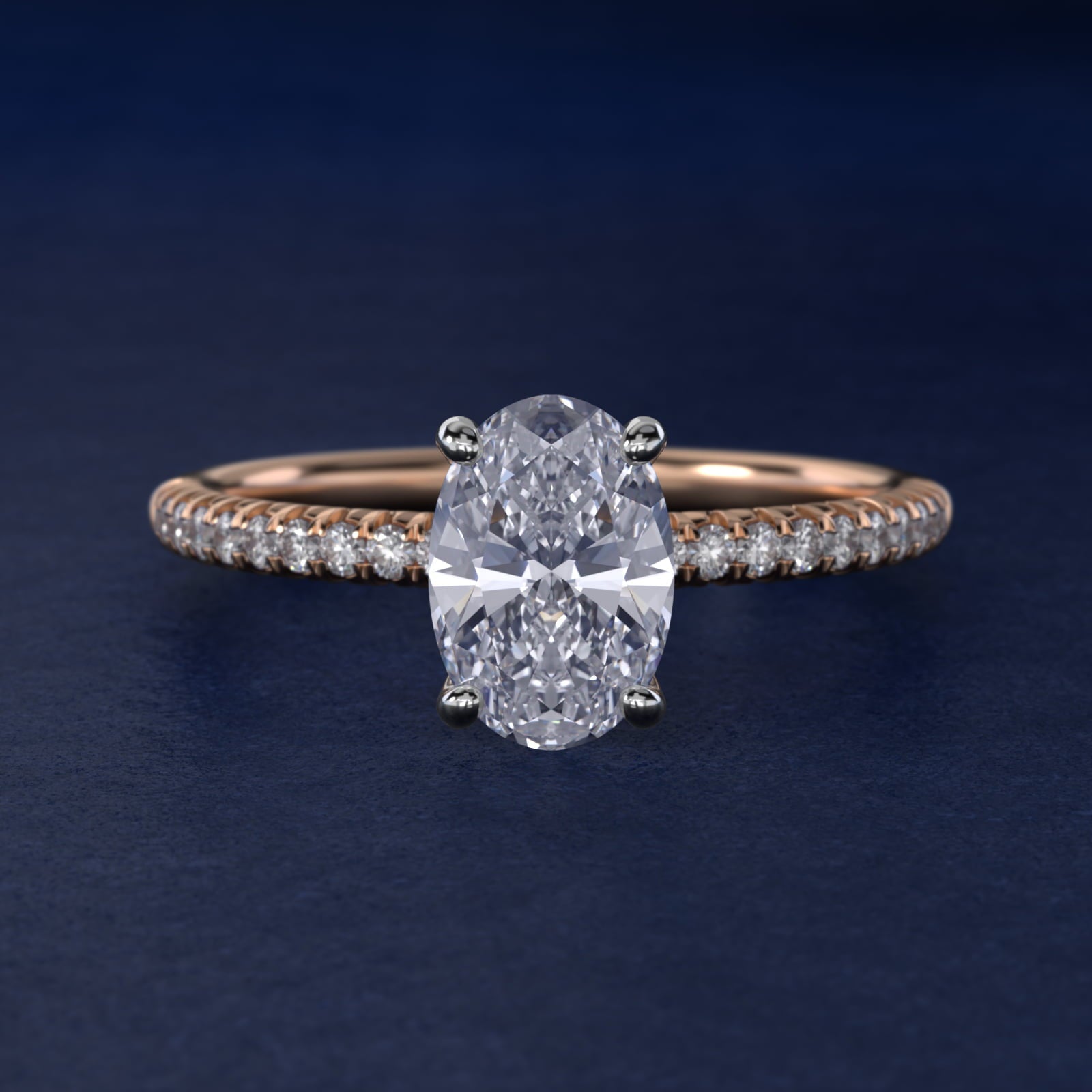 Petite Pav? Diamond Engagement Ring In 18k Rose Gold By James Allen - Oval Center