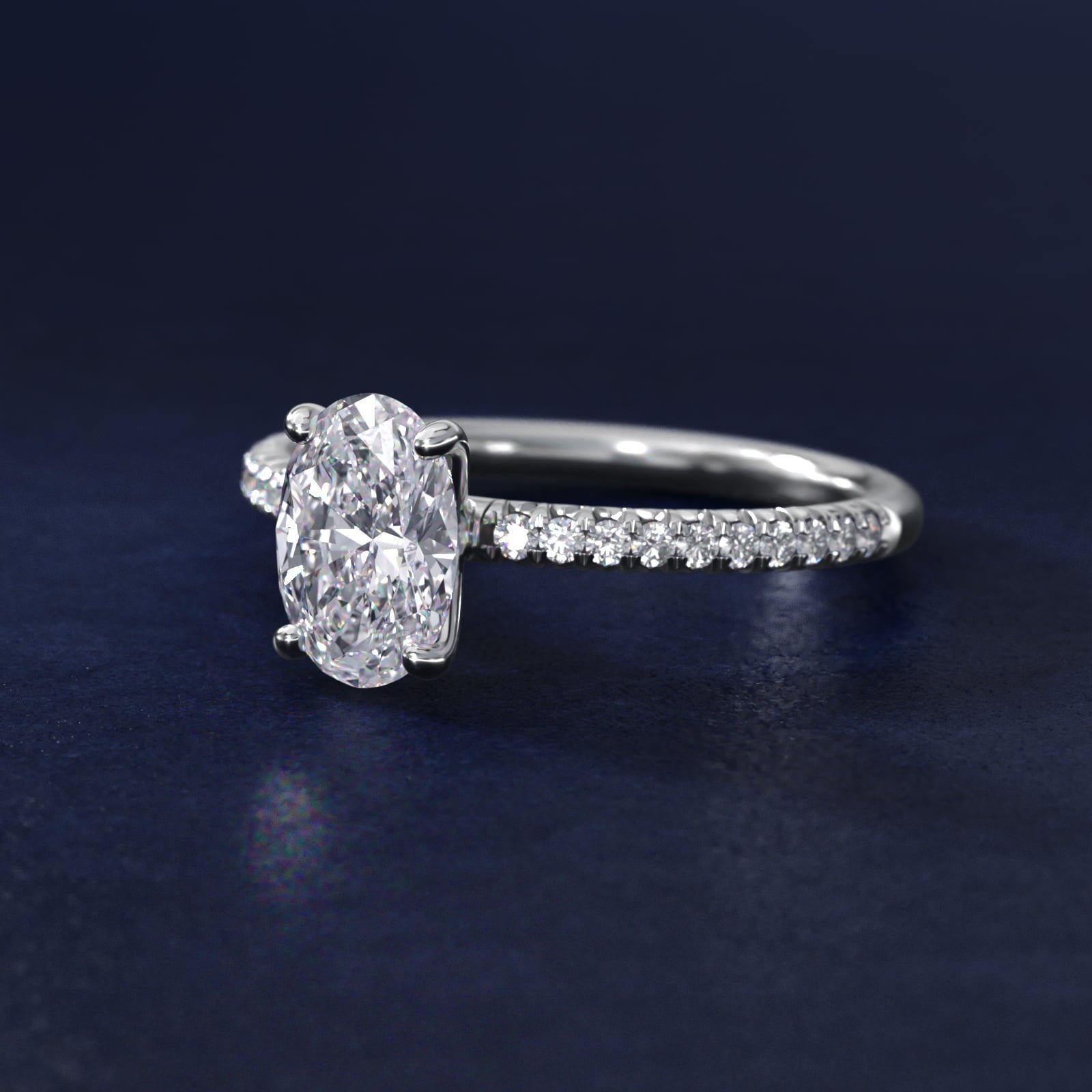 Petite Pav? Diamond Engagement Ring In 18k White Gold By James Allen - Oval Center