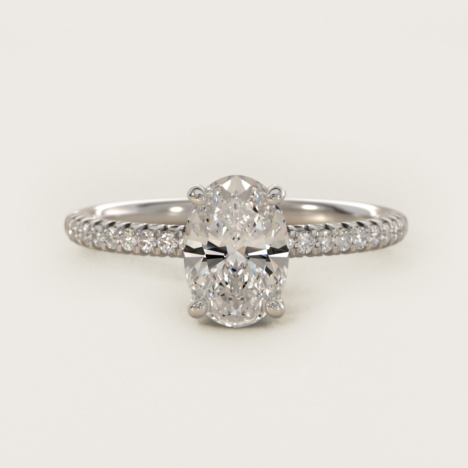 Petite PavŽ Diamond Engagement Ring In 14K White Gold By James Allen - Oval Center