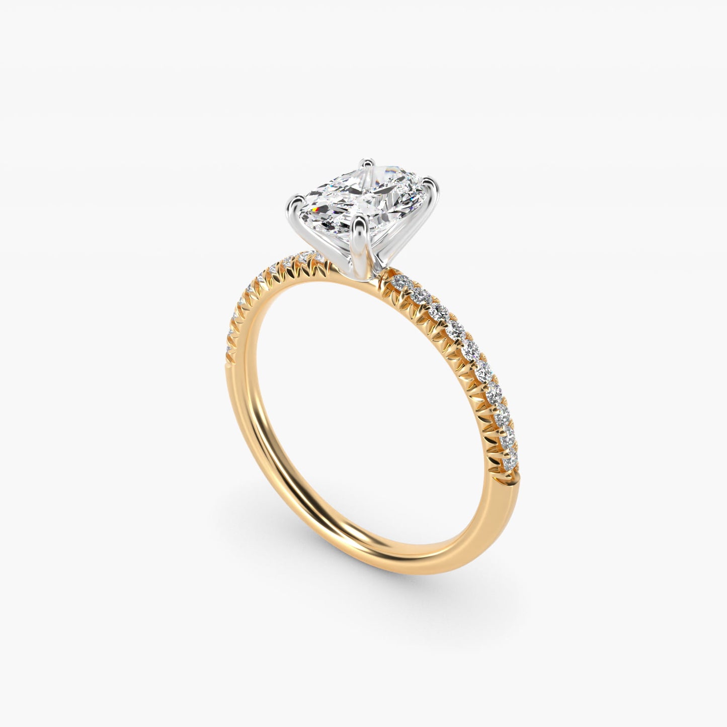 Petite PavŽ Diamond Engagement Ring In 14K Yellow Gold By James Allen - Oval Center