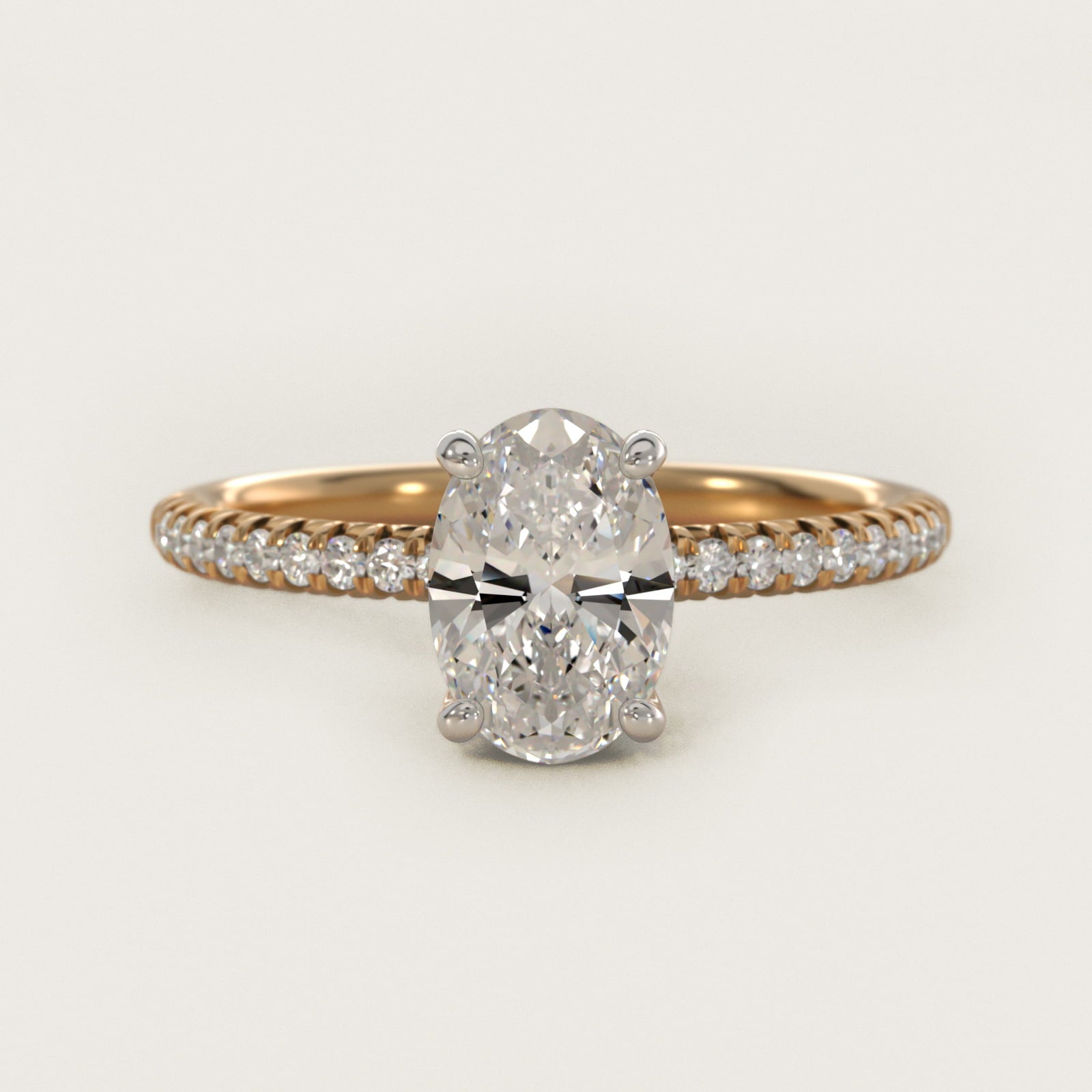 Petite PavŽ Diamond Engagement Ring In 14K Yellow Gold By James Allen - Oval Center