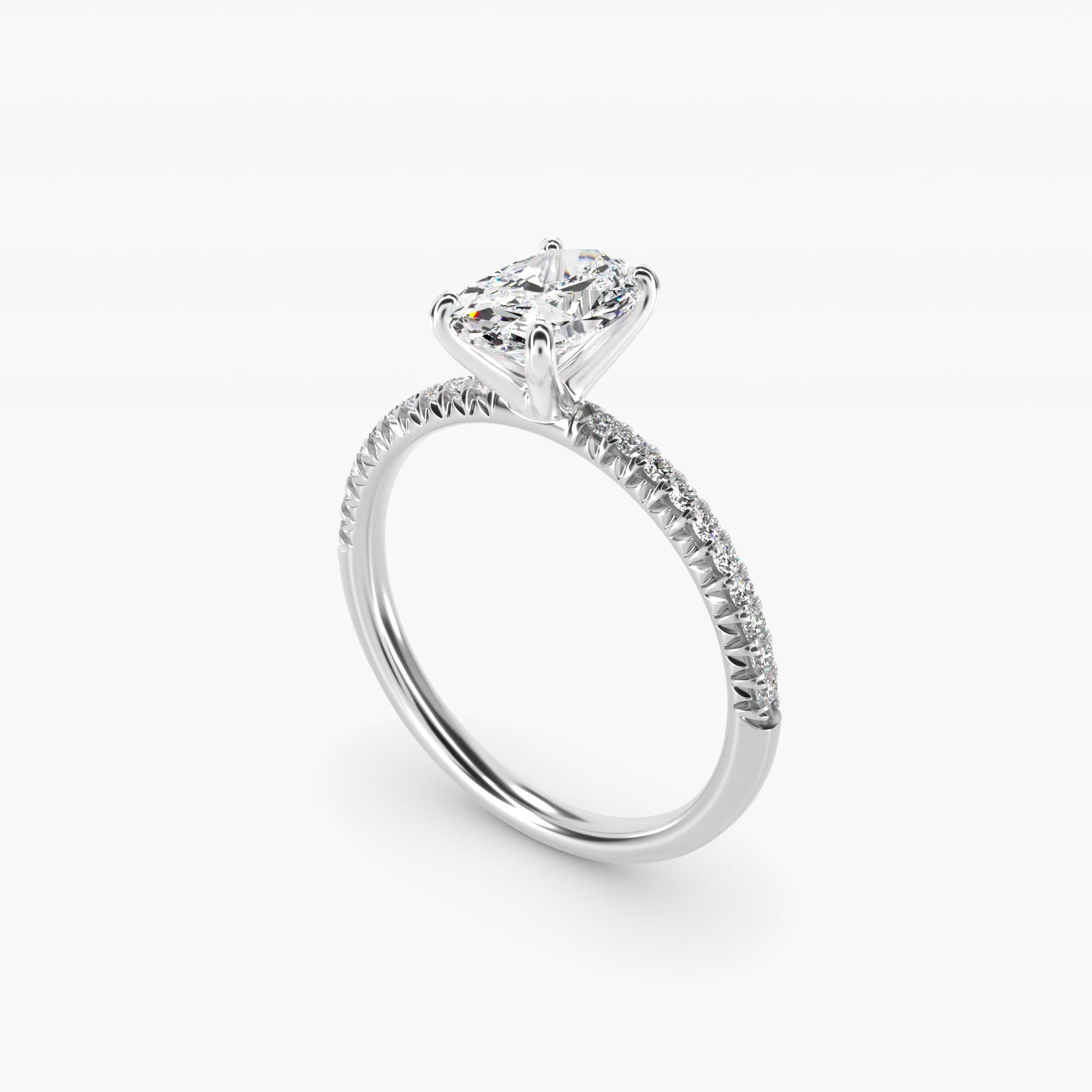 Petite Pav? Diamond Engagement Ring In Platinum By James Allen - Oval Center
