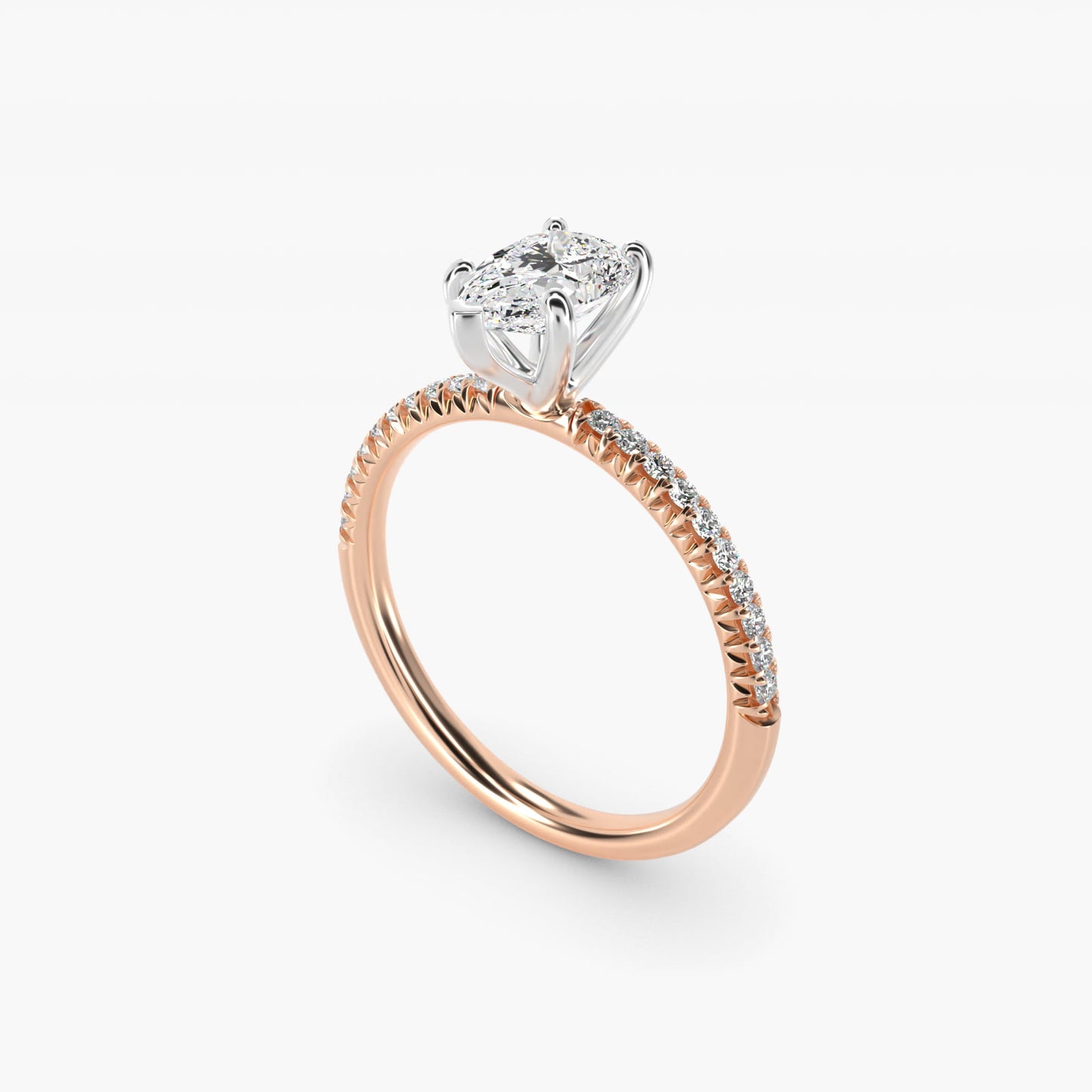 Petite PavŽ Diamond Engagement Ring In 14K Rose Gold By James Allen - Pear Center