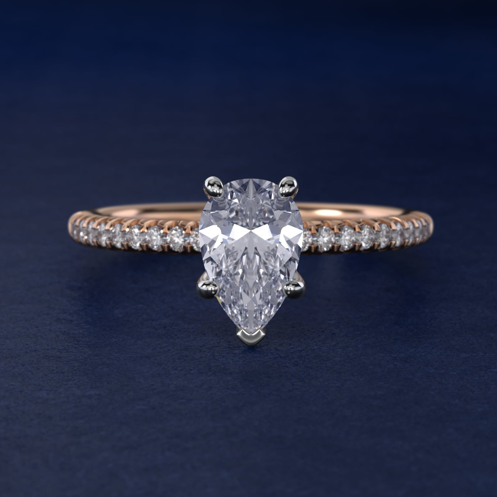 Petite Pav? Diamond Engagement Ring In 18k Rose Gold By James Allen - Pear Center