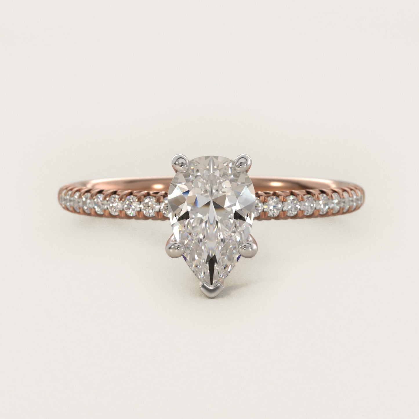 Petite PavŽ Diamond Engagement Ring In 14K Rose Gold By James Allen - Pear Center