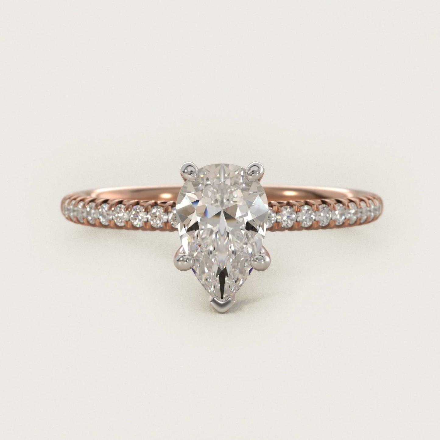 Petite Pav? Diamond Engagement Ring In 18k Rose Gold By James Allen - Pear Center