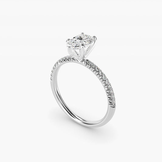 Petite PavŽ Diamond Engagement Ring In 14K White Gold By James Allen - Pear Center