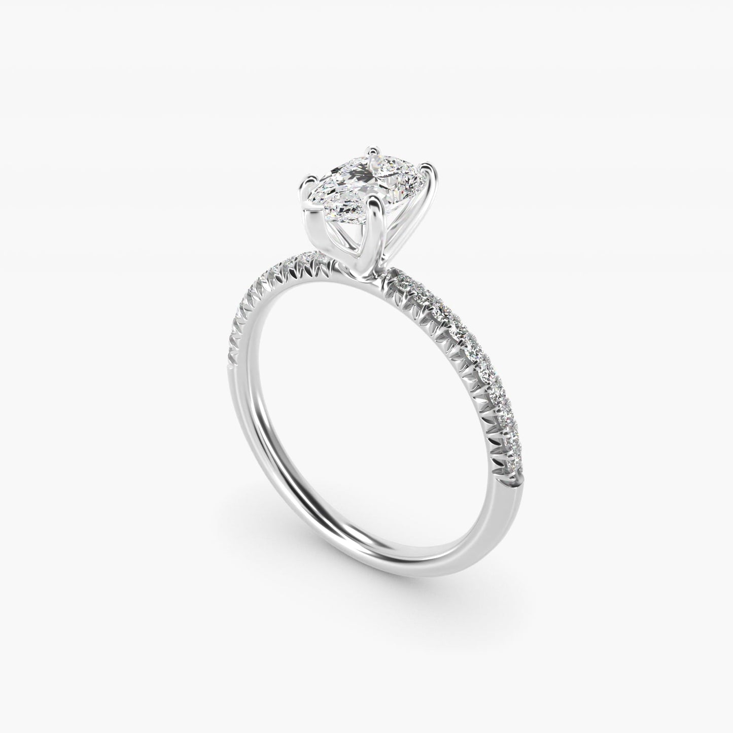 Petite Pav? Diamond Engagement Ring In 18k White Gold By James Allen - Pear Center