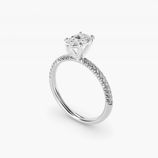 Petite Pav? Diamond Engagement Ring In 18k White Gold By James Allen - Pear Center